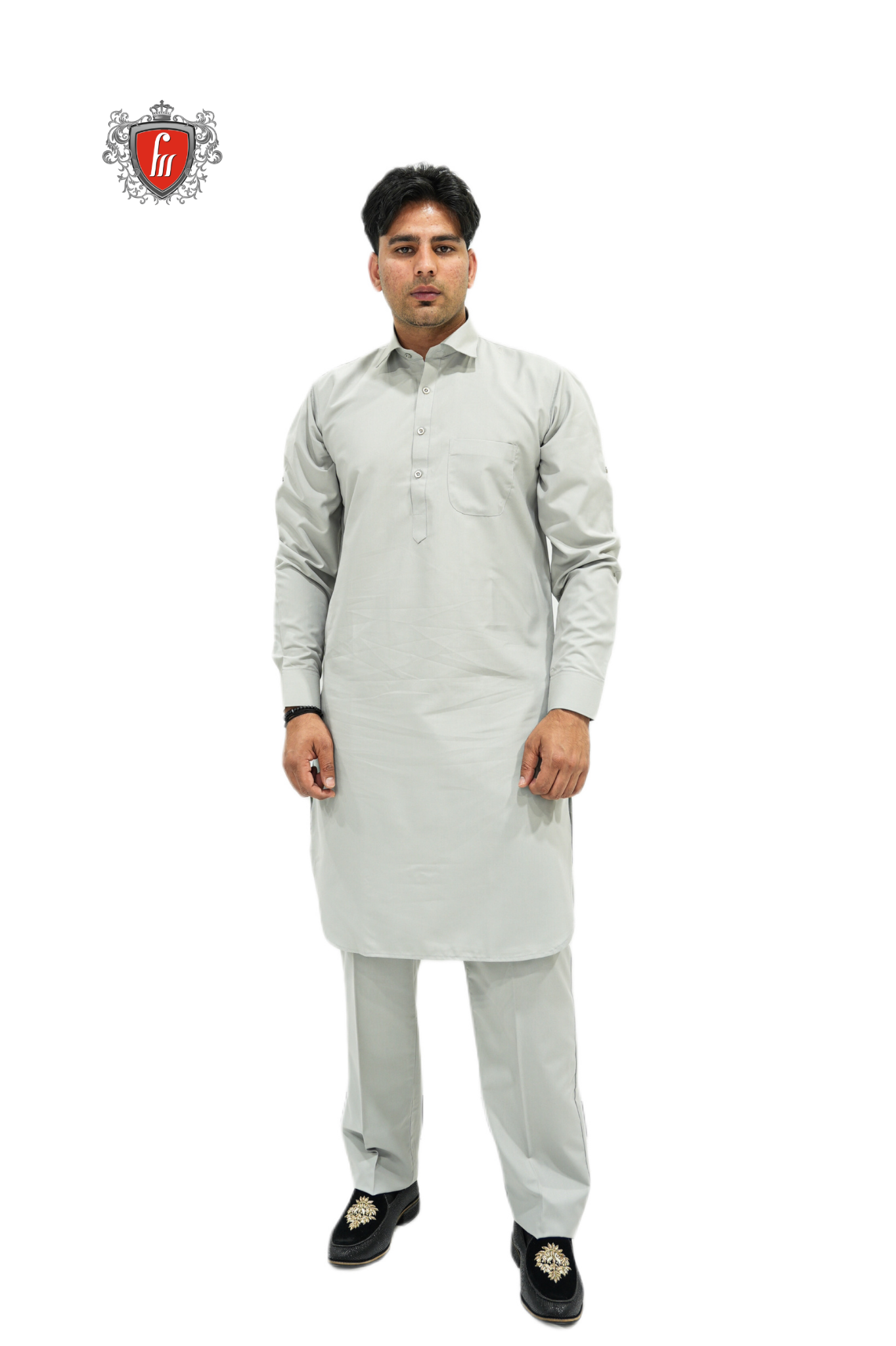 Classic Light Grey Kurta Pajama – Timeless Formal Ethnic Wear