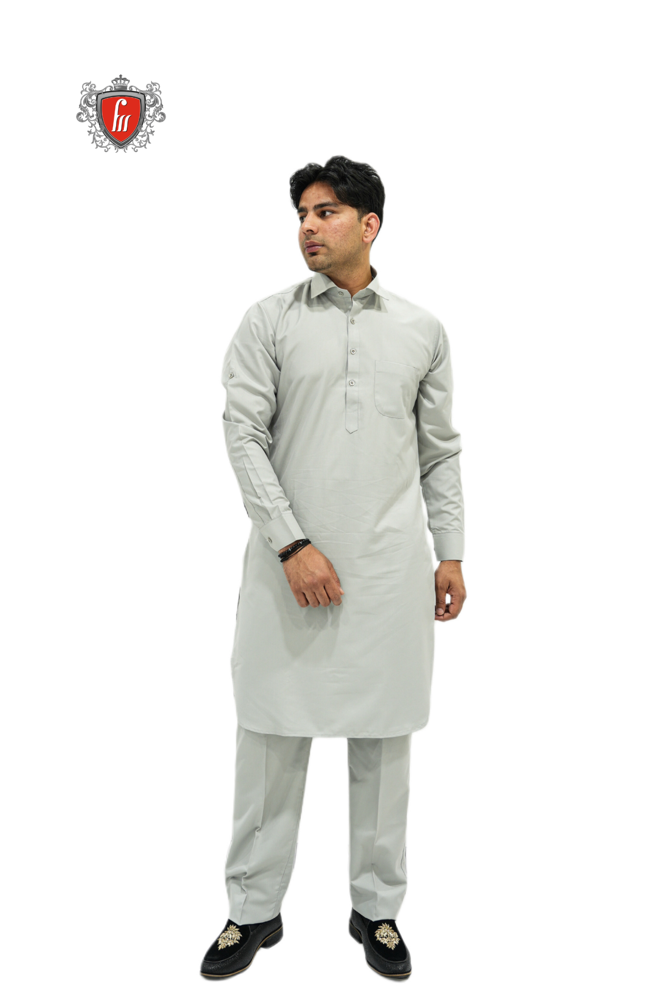 Classic Light Grey Kurta Pajama – Timeless Formal Ethnic Wear