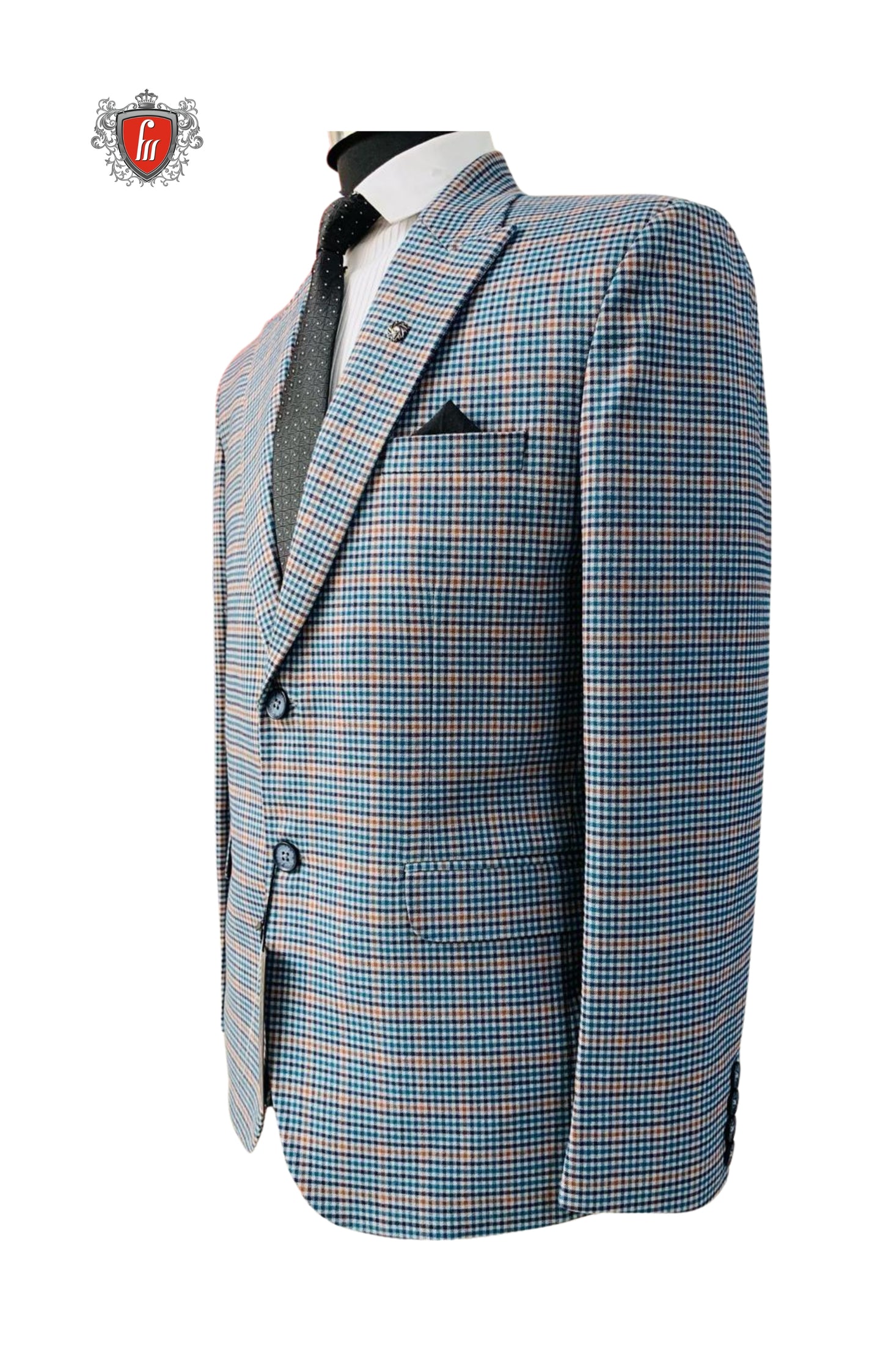 Men’s Sky Rust Slim Fit Check Blazer Contemporary Office & Event Style
