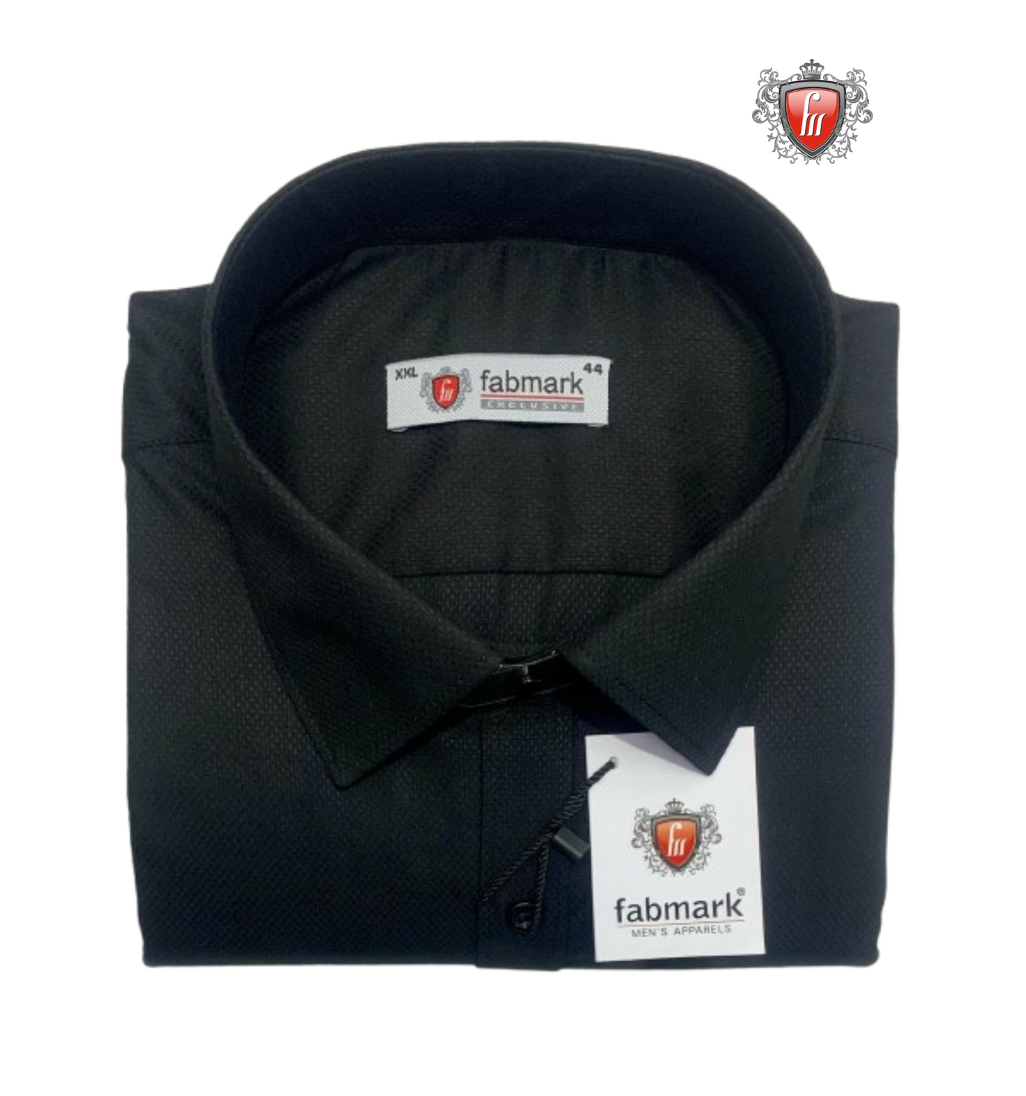 Fabmark Black Textured Cotton Shirt<p style="color:red; "> Single Shirt Price $45 or Buy 3 for $99</p>