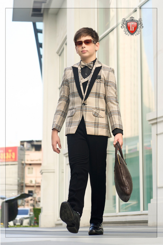 Little Gentlemen’s 3-Piece Checkered Suit -The Perfect Party Pick