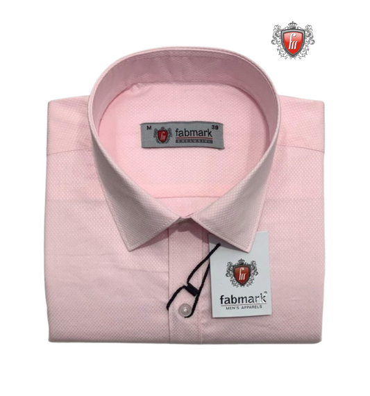 Fabmark Pink Textured Cotton Shirt<p style="color:red; "> Single Shirt Price $45 or Buy 3 for $99</p>