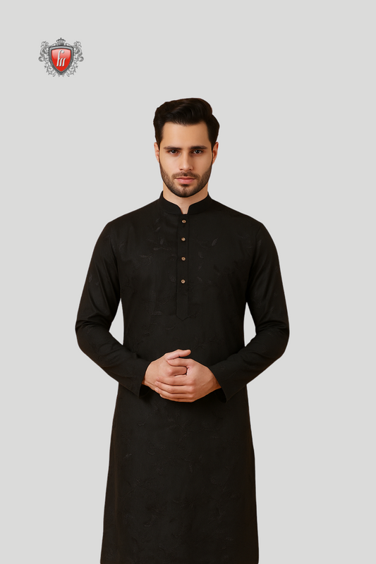 Men’s Black Georgette Kurta – Elegant Lightweight & Festive Wear