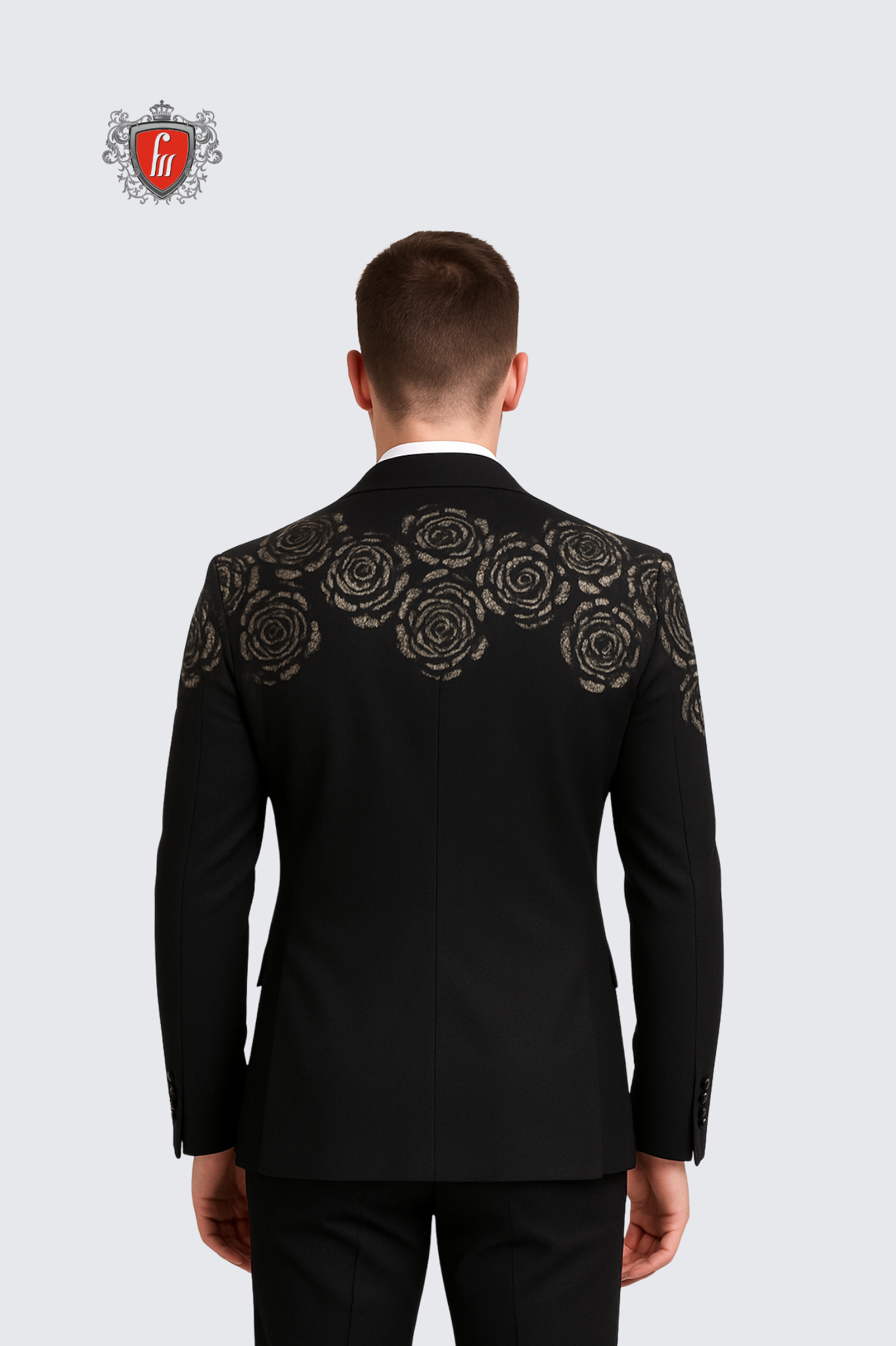 Men’s Black Embroidered Suit – Luxury Formal Wear for Weddings & Parties