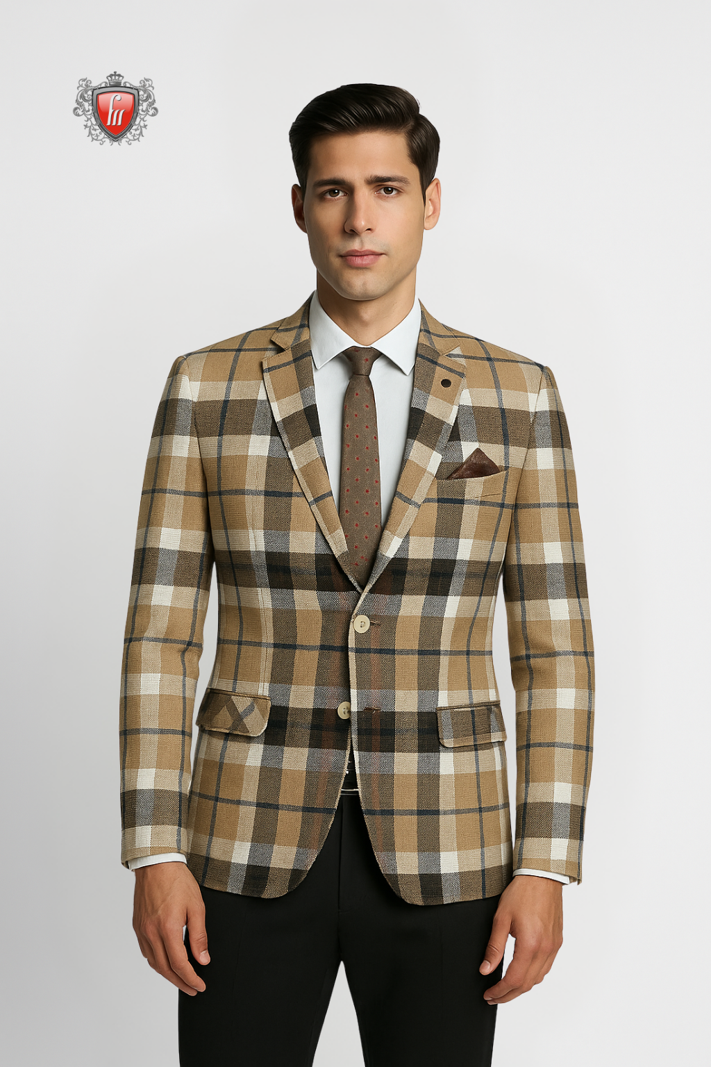 Classic Woodsmoke Check Tweed Blazer for Men – Refined Formal Wear