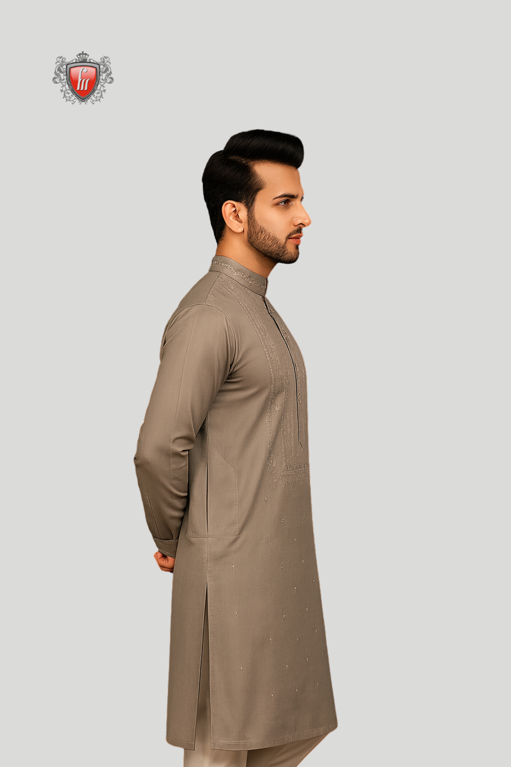 Men’s Light Brown Chikankari Kurta – Heritage Embroidery, Festive Wear