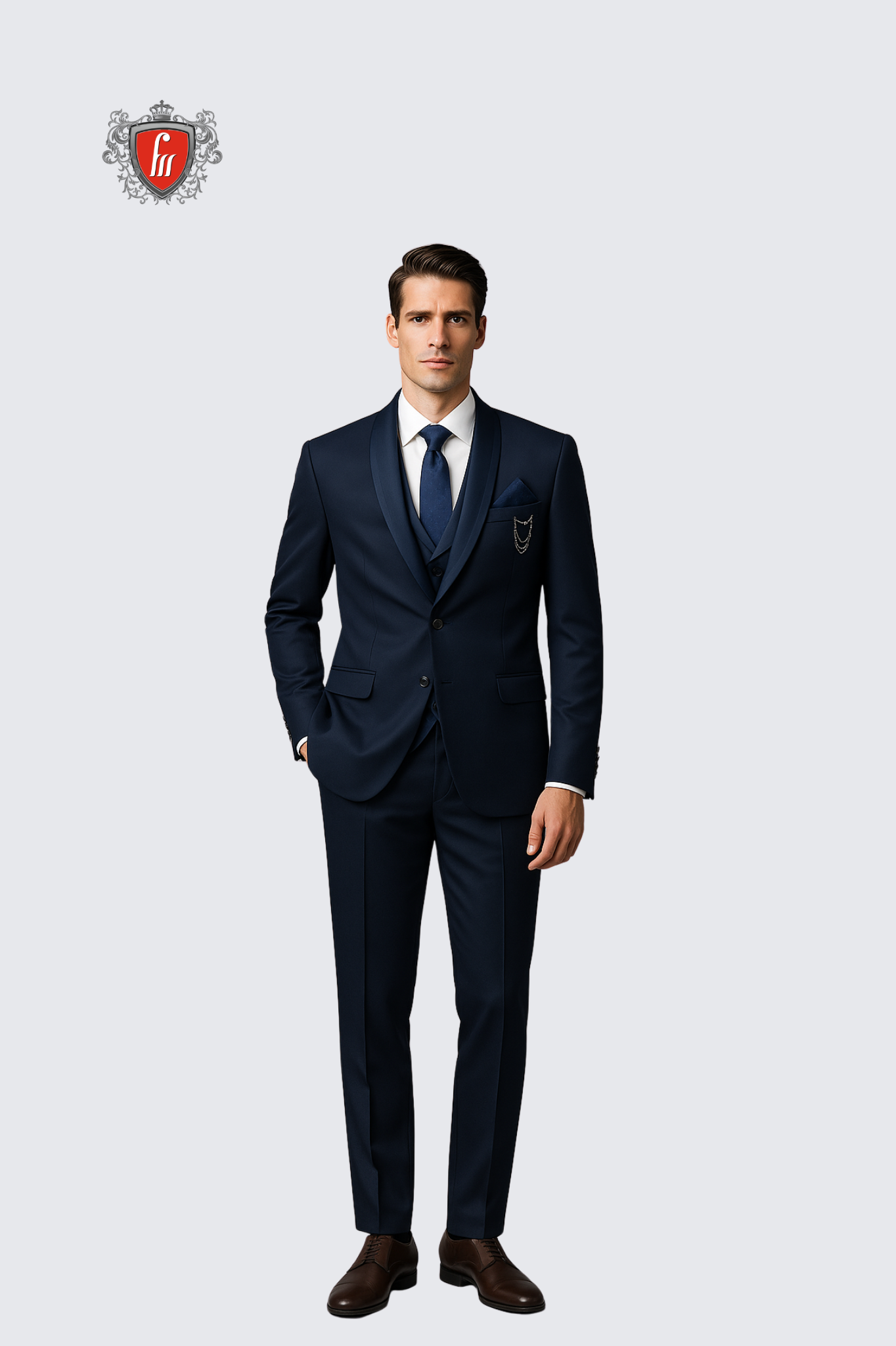 Men’s Navy Blue Tailored Suit – Modern Formalwear for Weddings & Events