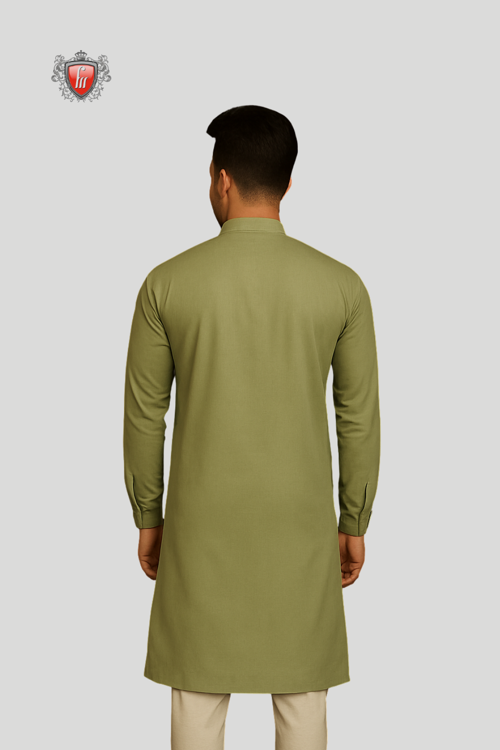 Men’s Sage Green Chikankari Kurta – Hand Embroidered, Festival Wear