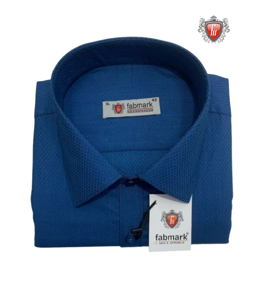 Chemise en coton bleu uni Fabmark