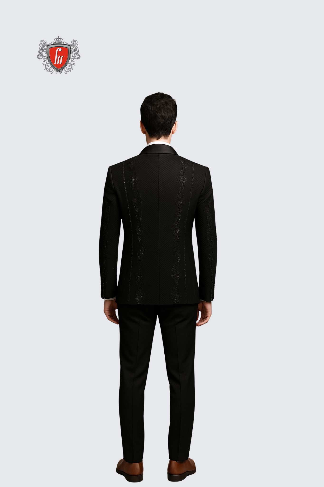 Men’s Black Designer 5-Piece Suit – Luxe Tailoring & Commanding Presence
