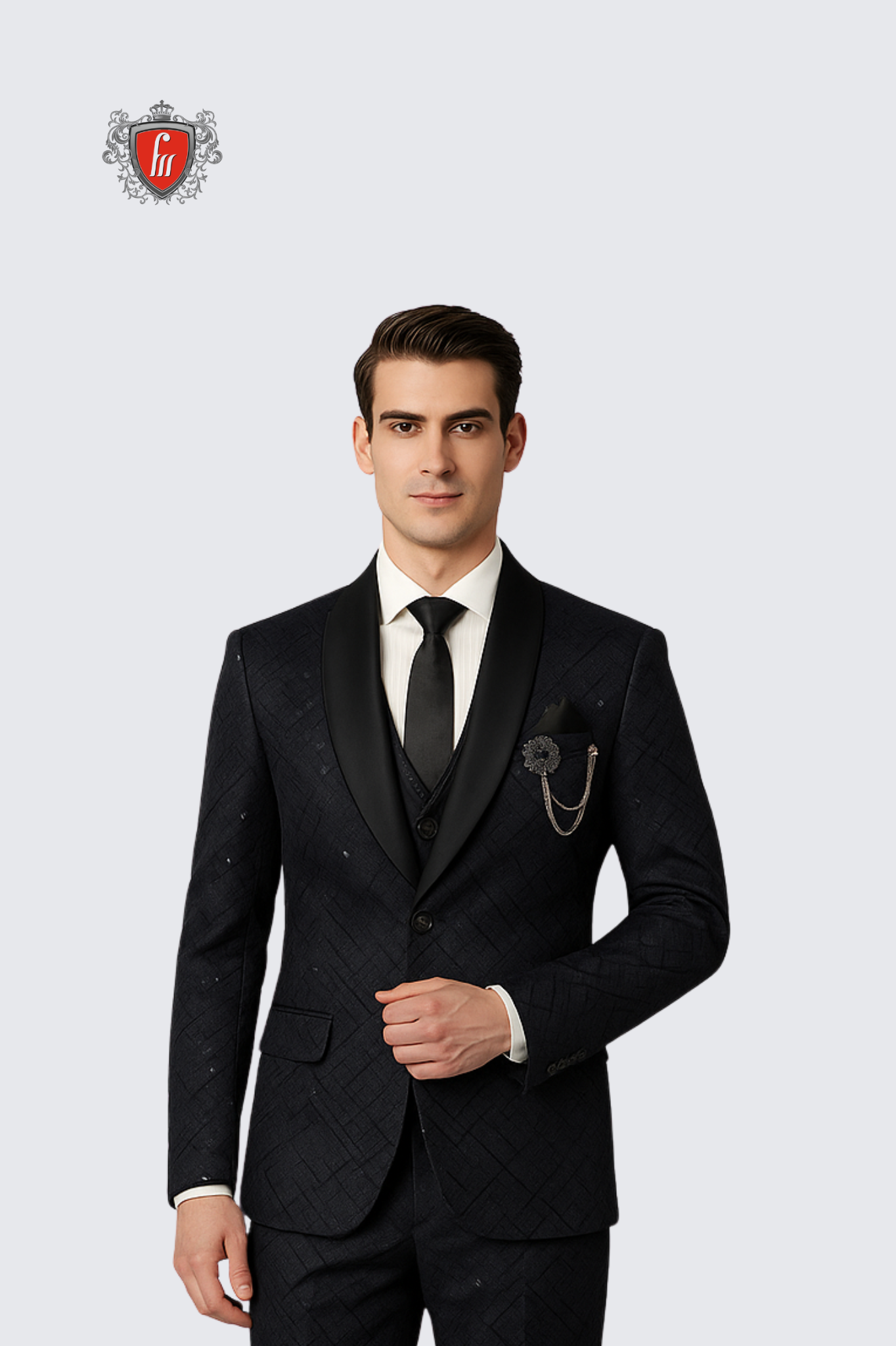 Luxury Men's Navy Blue 3-Piece Designer Suit – Crafted for Timeless Celebrations