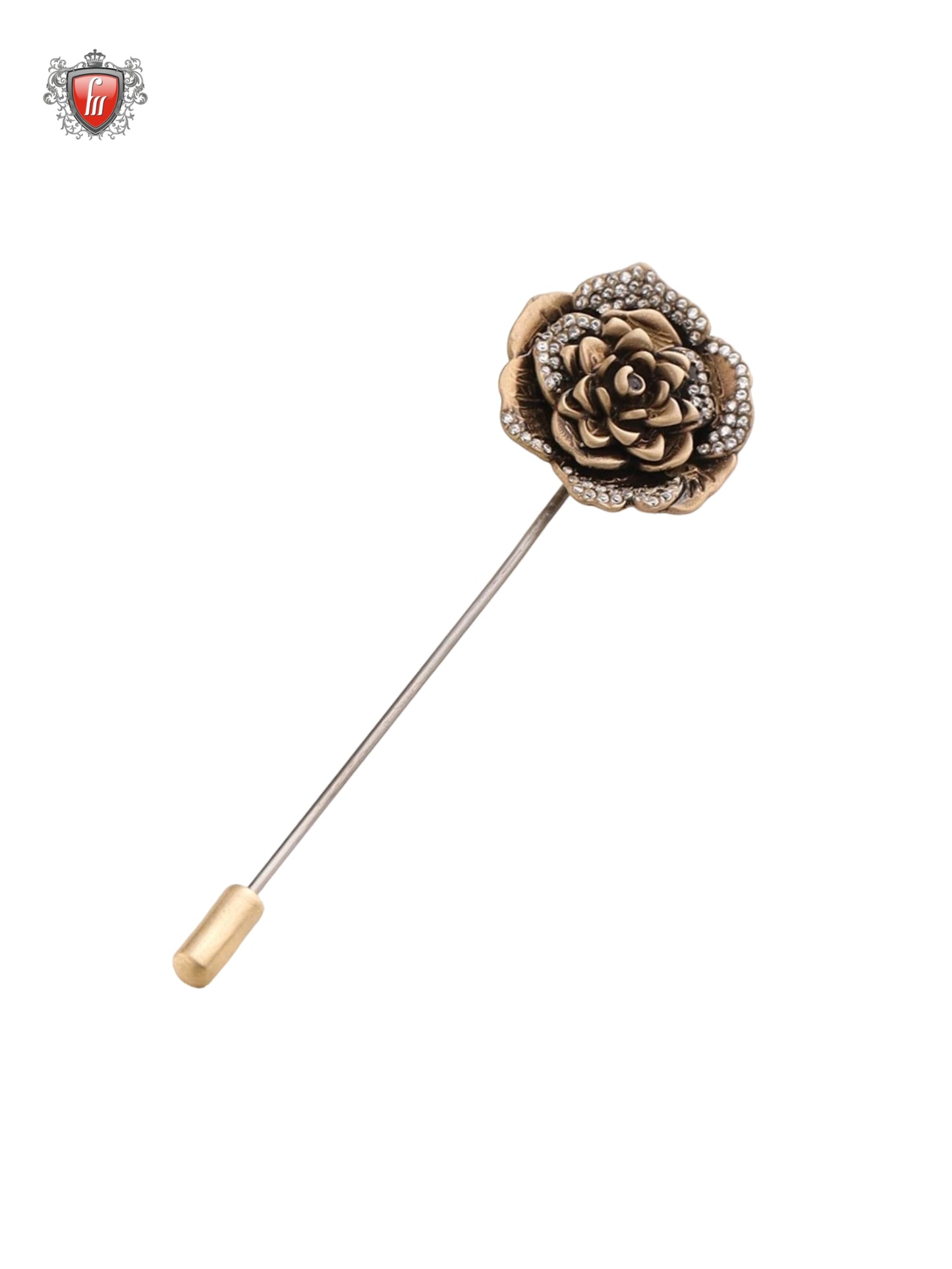 Royal Crest Men’s Antique Gold Brass Lapel Pin