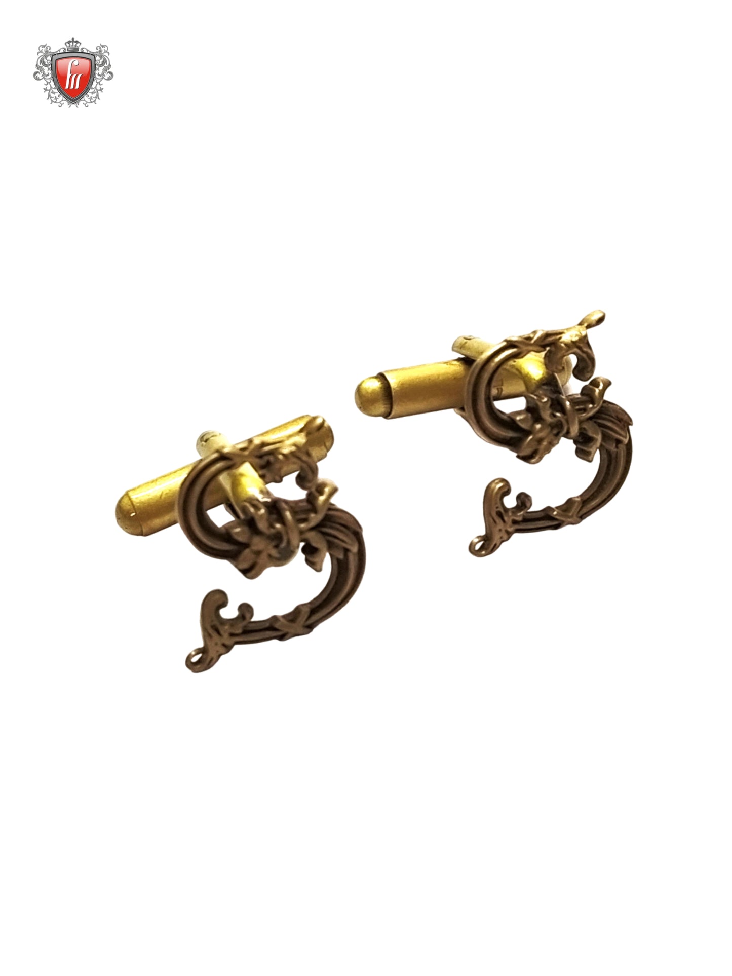 Warrior Shield Antique Gold Brass Cufflink for Men