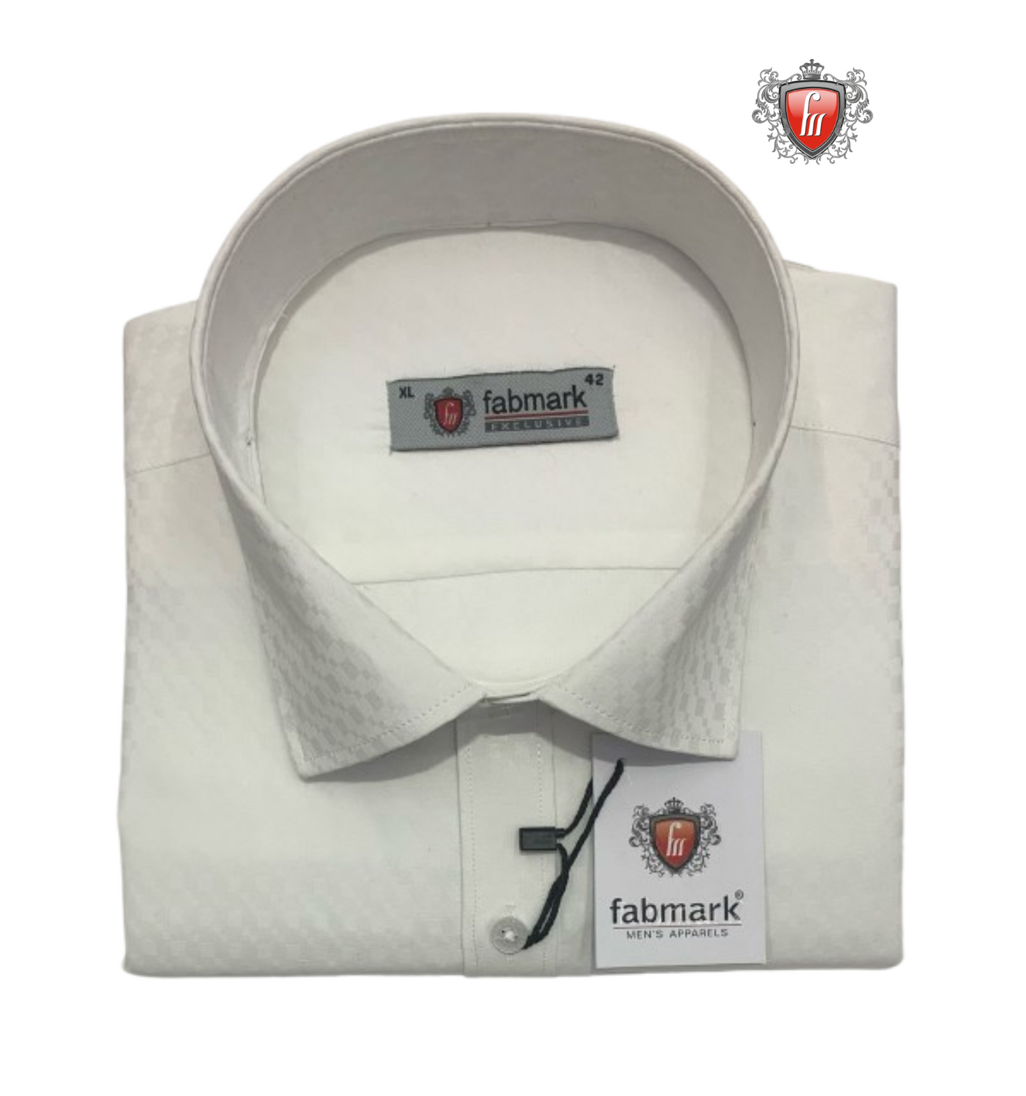 Fabmark Cream Textured Cotton Shirt<p style="color:red; "> Single Shirt Price $45 or Buy 3 for $99</p>
