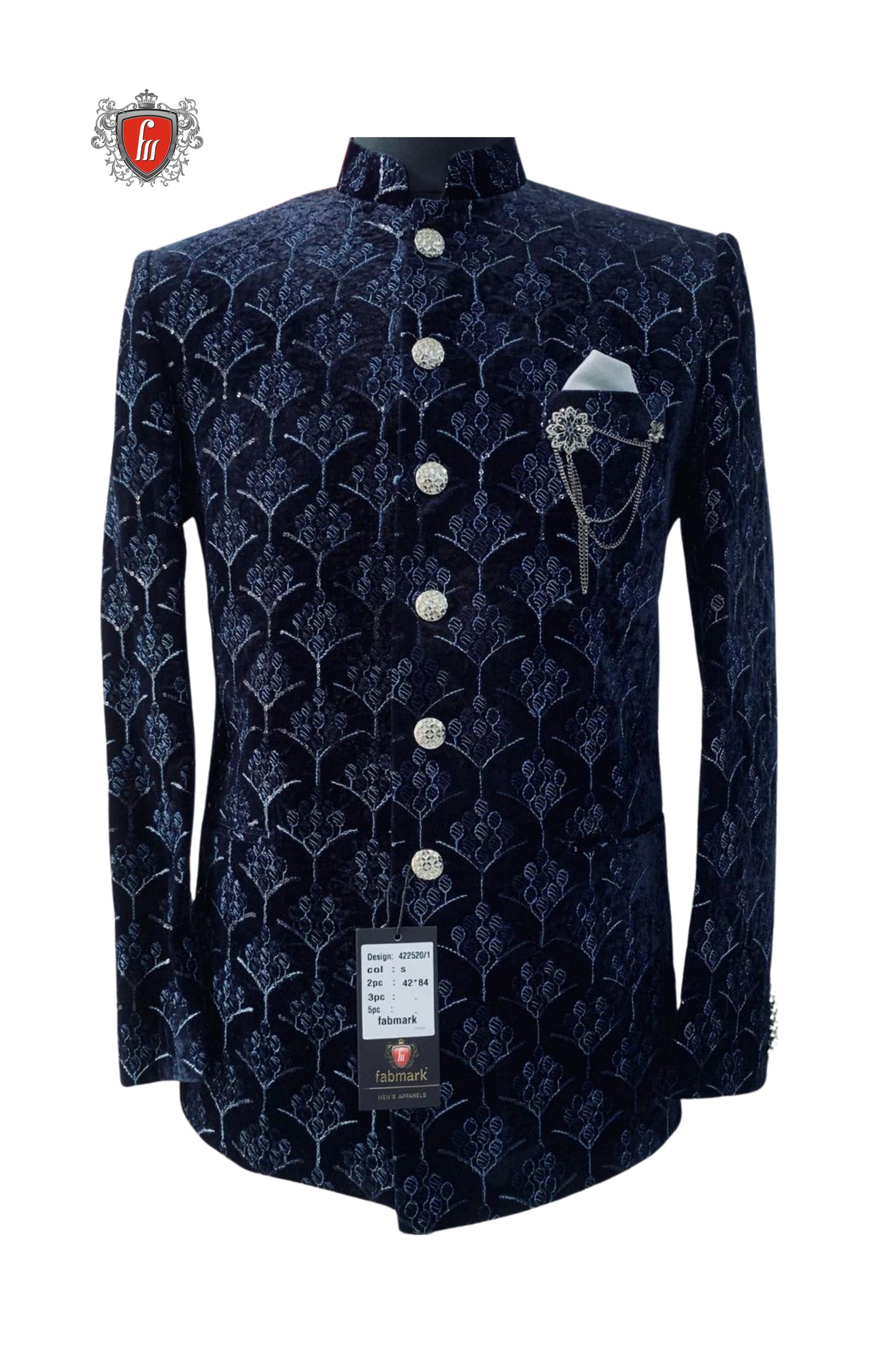Midnight Velvet Men's Suit – Regal Elegance with Intricate Detailing for Grand Occasions