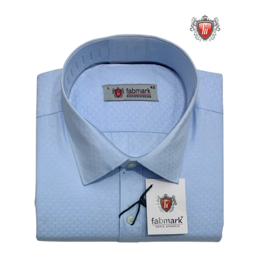 Chemise en coton bleu uni Fabmark