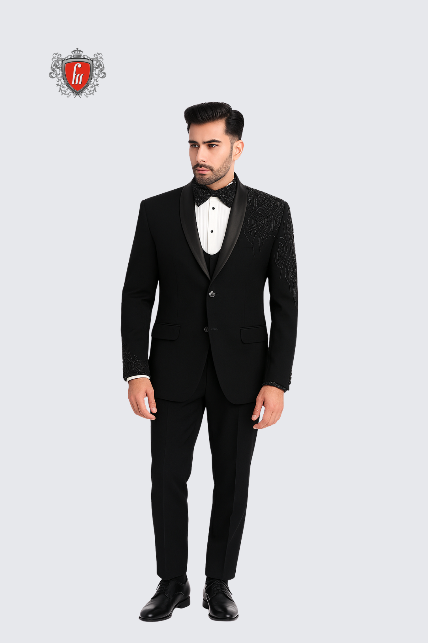 Men’s Classic Black Tailored Suit – Elegant Formalwear for Evening Events
