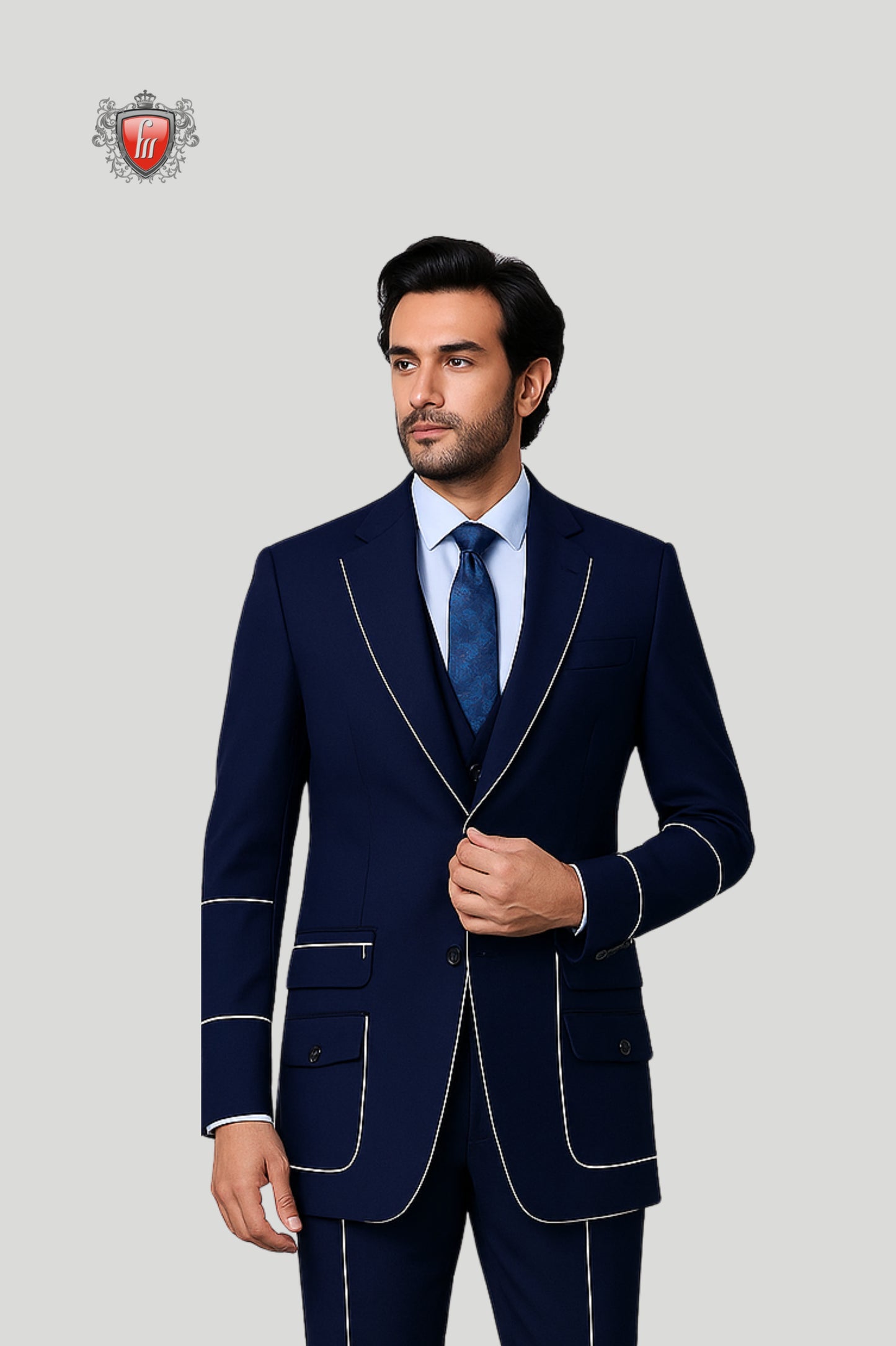 Designer Royal Blue Blazer with White Detailing – Redefining Classic Fashion