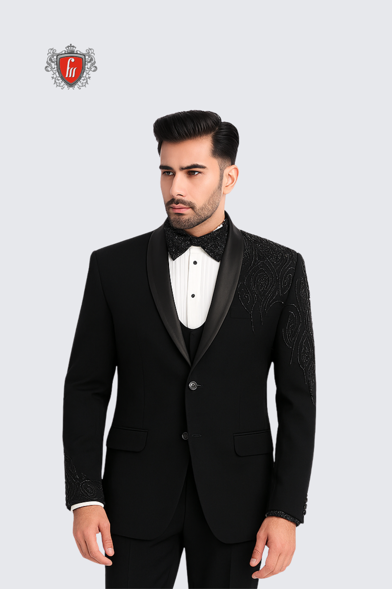 Men’s Classic Black Tailored Suit – Elegant Formalwear for Evening Events