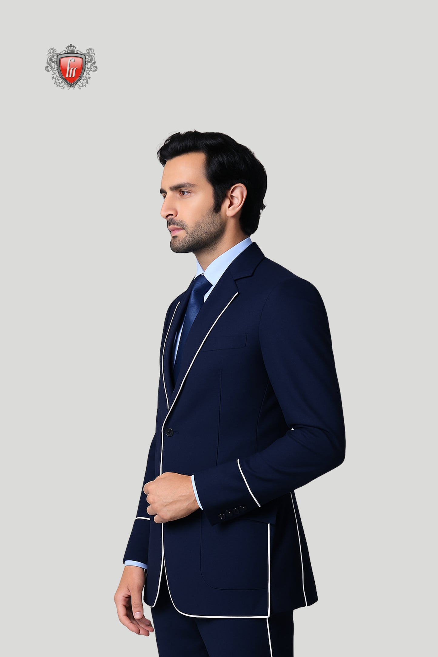 Designer Royal Blue Blazer with White Detailing – Redefining Classic Fashion