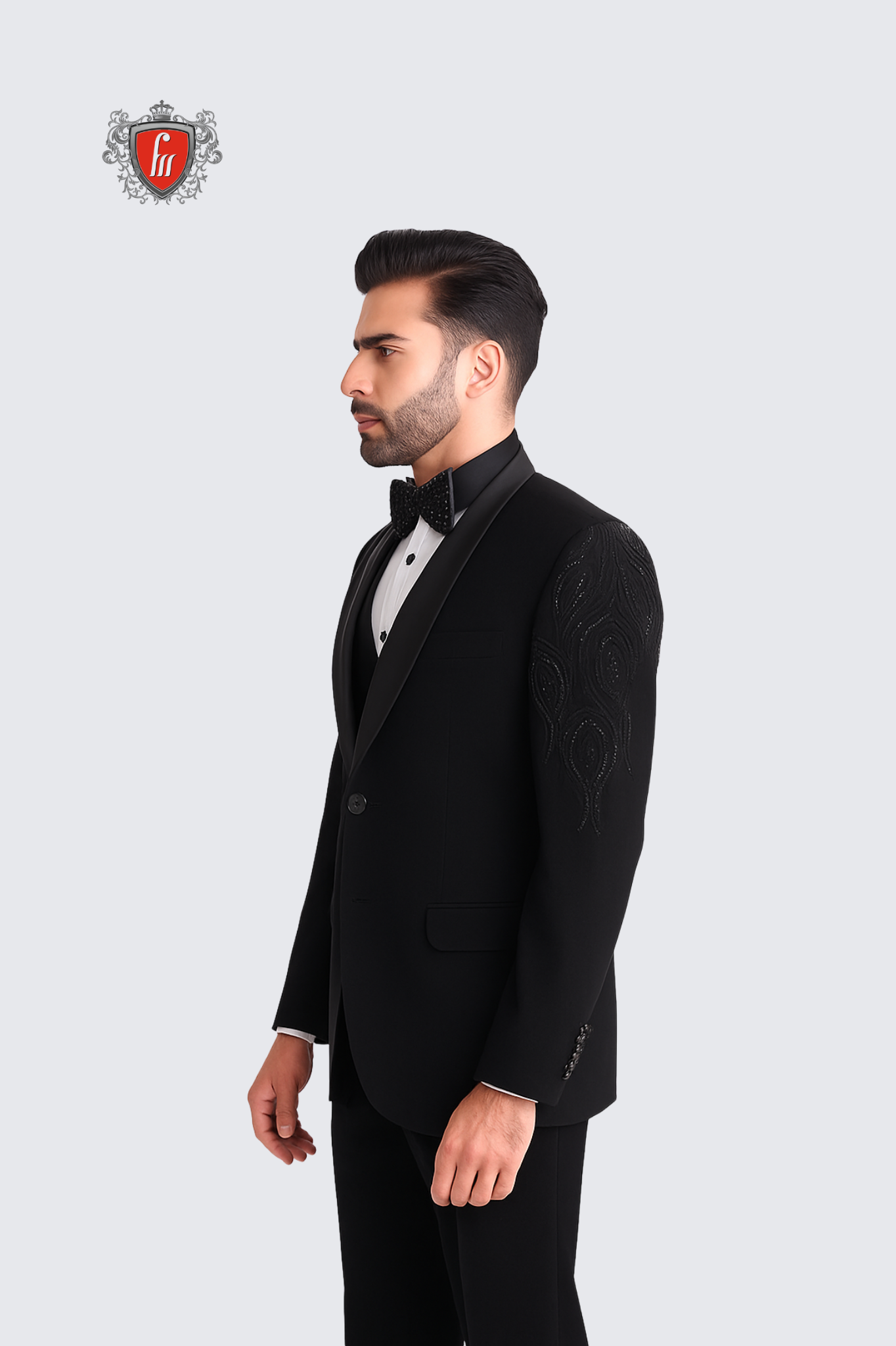 Men’s Classic Black Tailored Suit – Elegant Formalwear for Evening Events