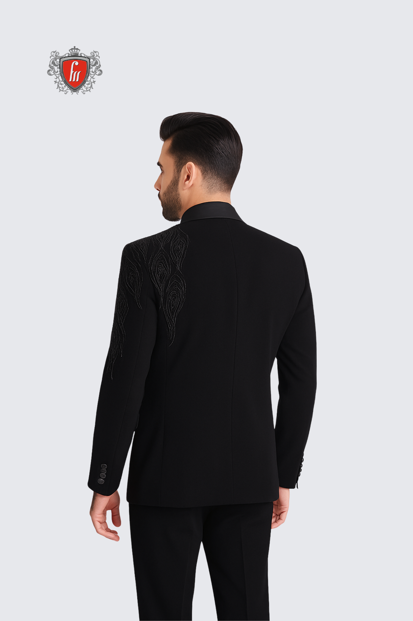 Men’s Classic Black Tailored Suit – Elegant Formalwear for Evening Events