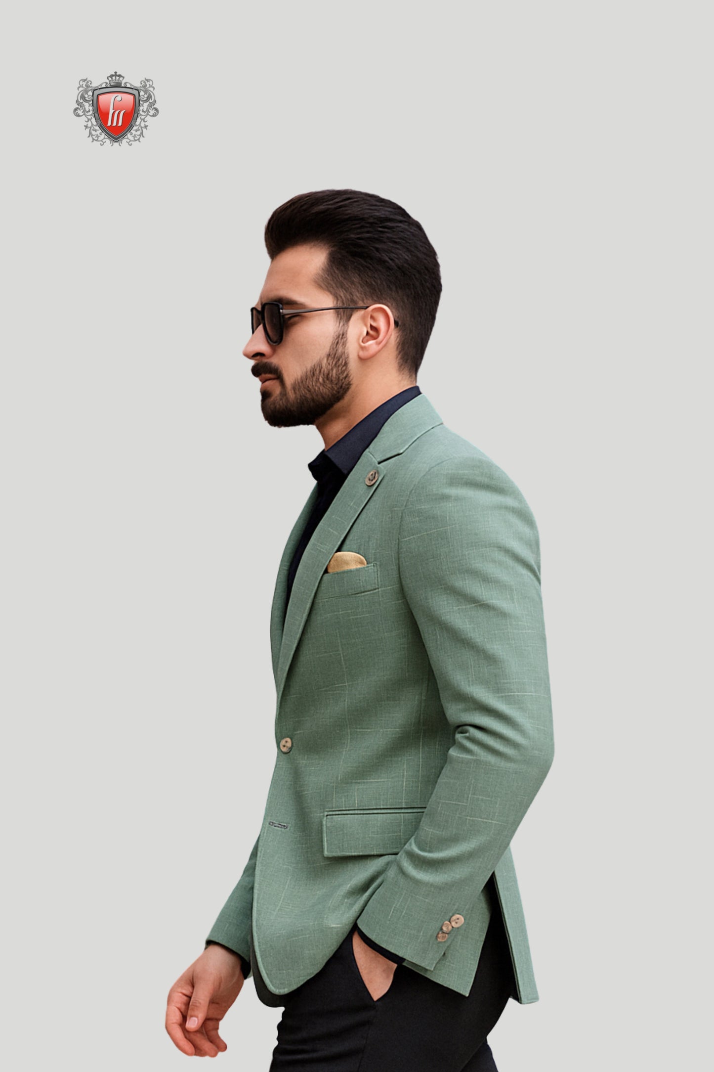 Mint Green Men’s Blazer – Luxury Tailoring, Distinct Style