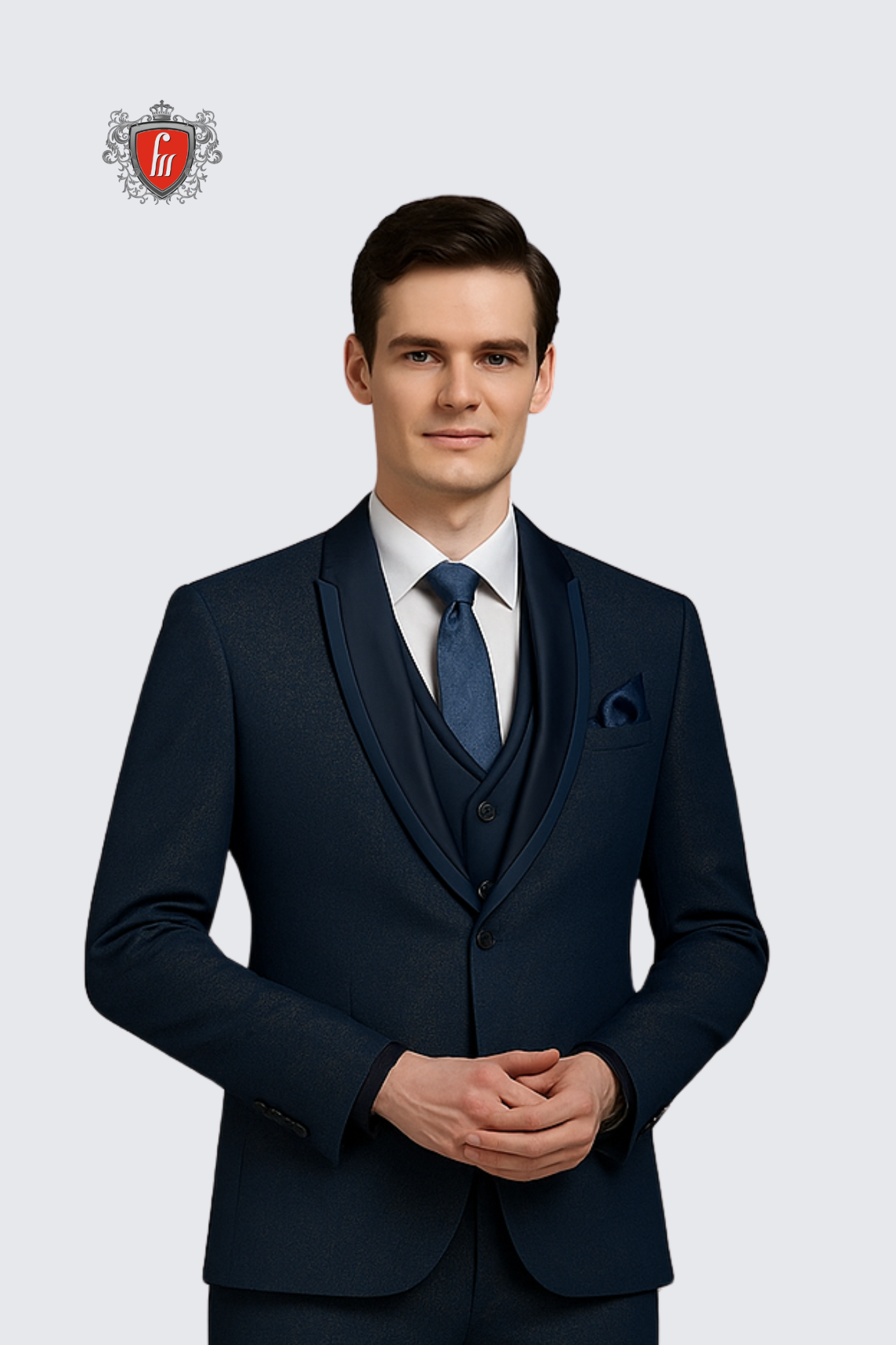Men’s Dark Blue-Grey Tailored Suit – Modern Formalwear