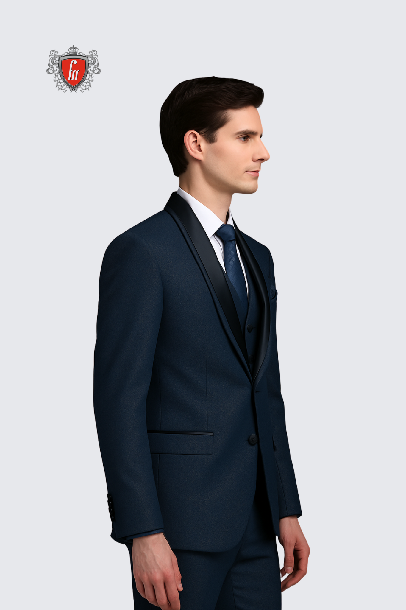 Men’s Dark Blue-Grey Tailored Suit – Modern Formalwear