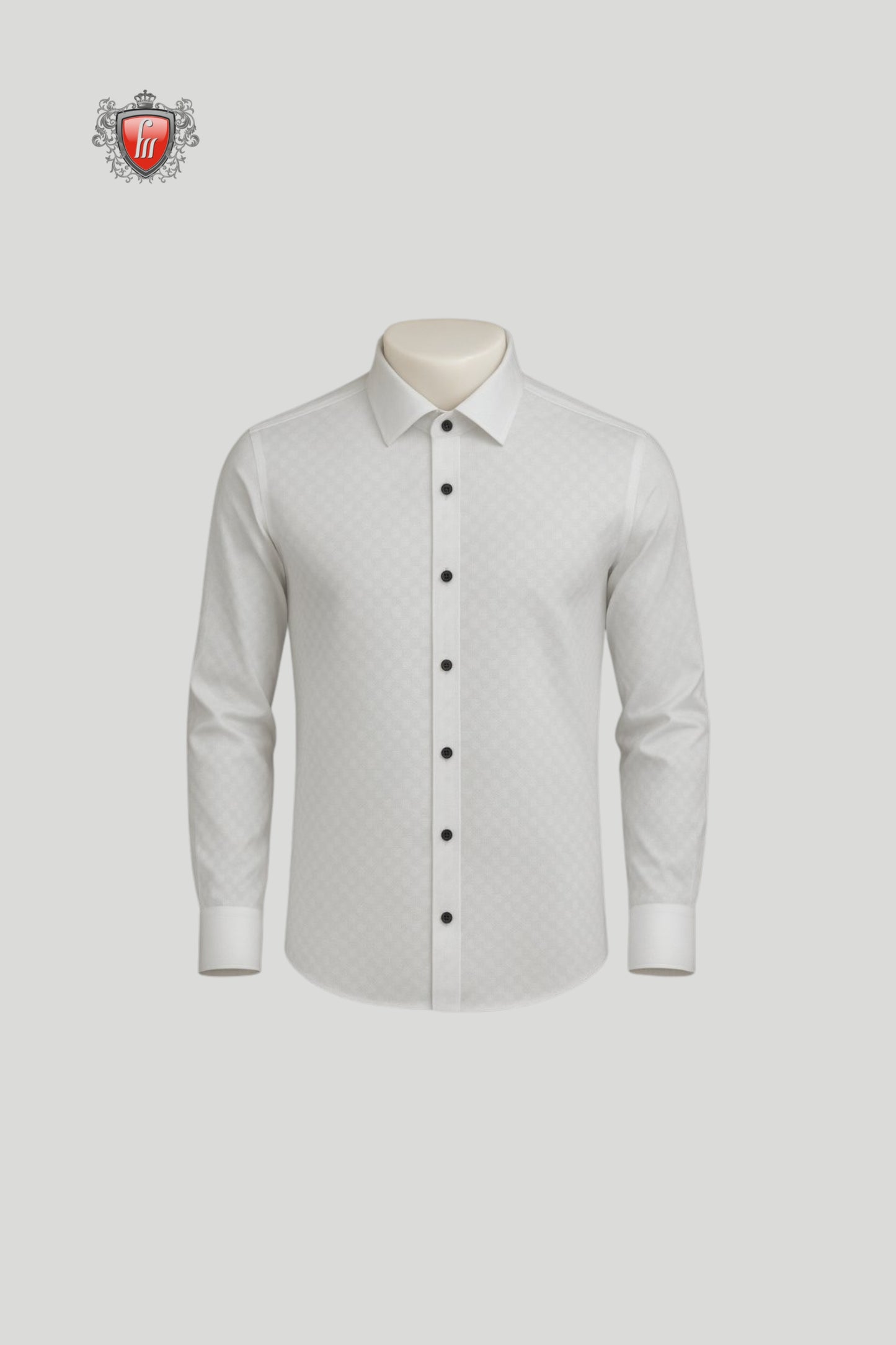 Men’s White Dress Shirt With Black Buttons – Slim Fit Classic Formal Shirt