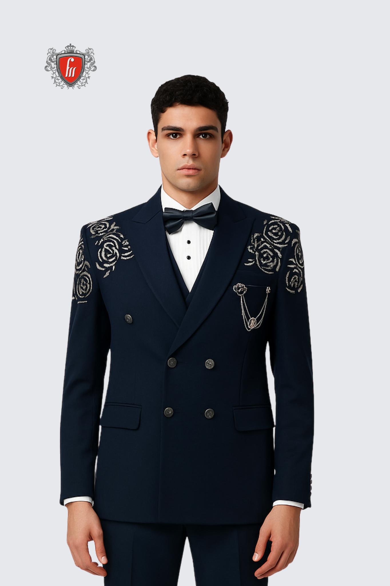 Men’s Navy Blue Designer Suit – Classy Contemporary Formalwear for Weddings & Events