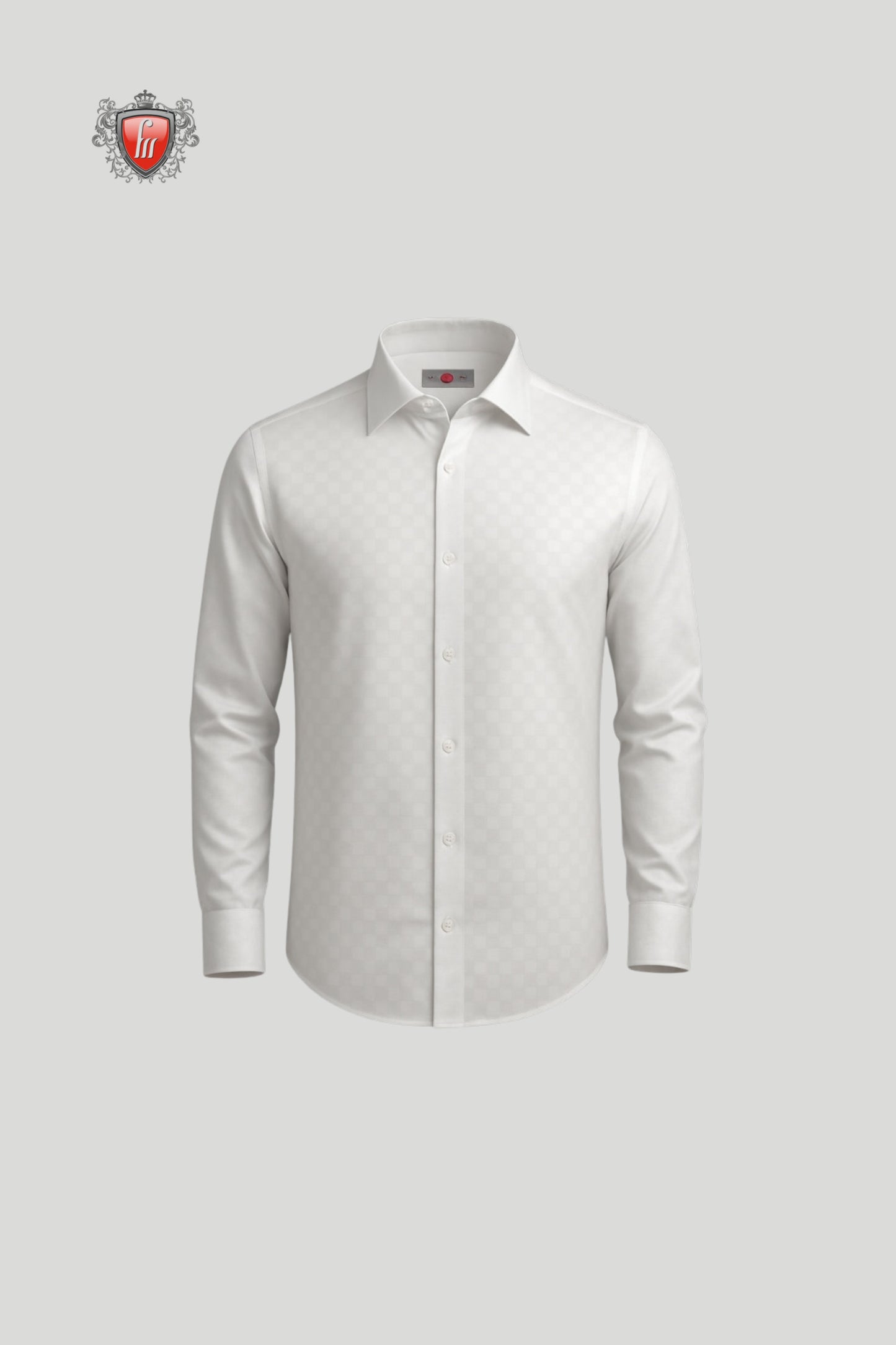 Men’s White Textured Formal Shirt – Subtle Checks with Modern Sophistication