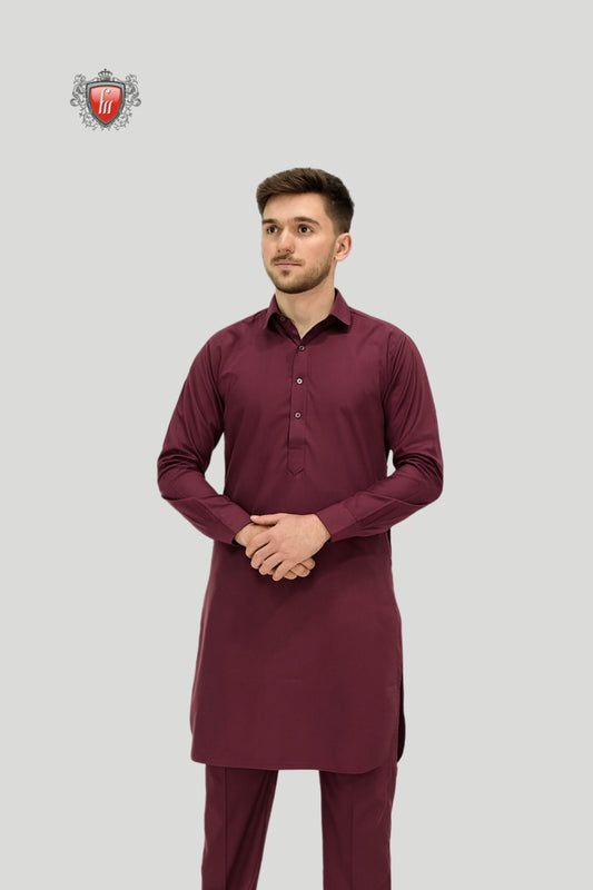 Men’s Majestic Maroon Kurta Pajama – Bold Elegance Redefined