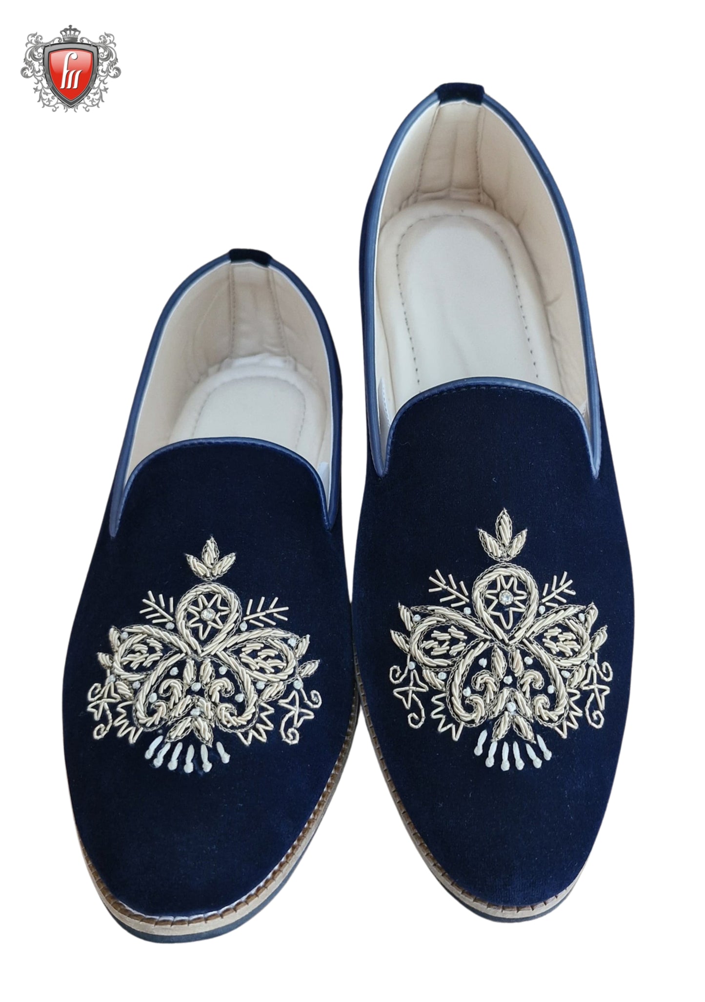 Men’s Blue Velvet Jutti – Resham, Sequin & Stone Embroidery, Festive Wear