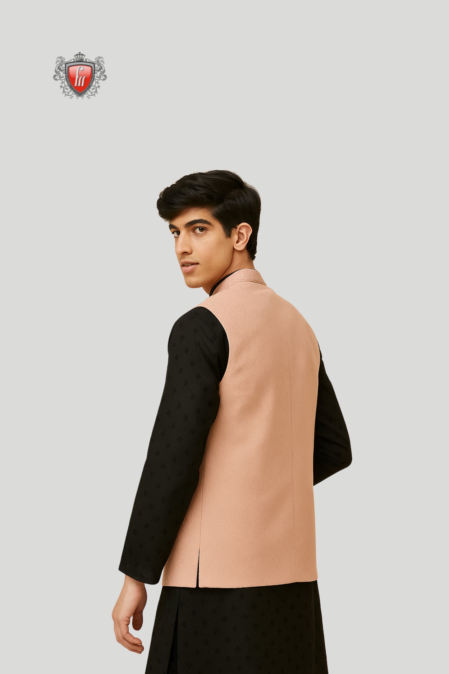 Beige Solid Waistcoat with Wooden Buttons – Classic Ethnic Elegance