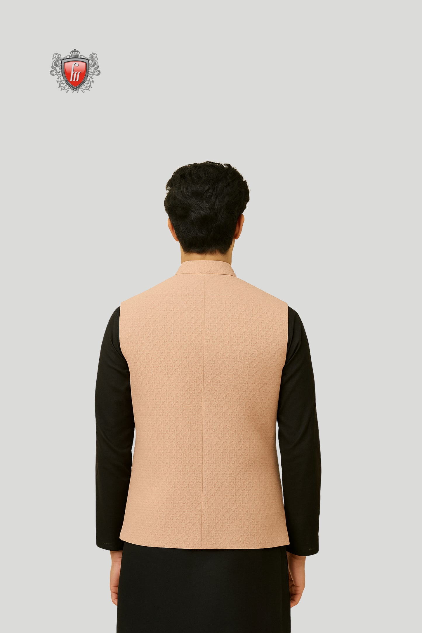 Beige Solid Waistcoat with Wooden Buttons – Classic Ethnic Elegance