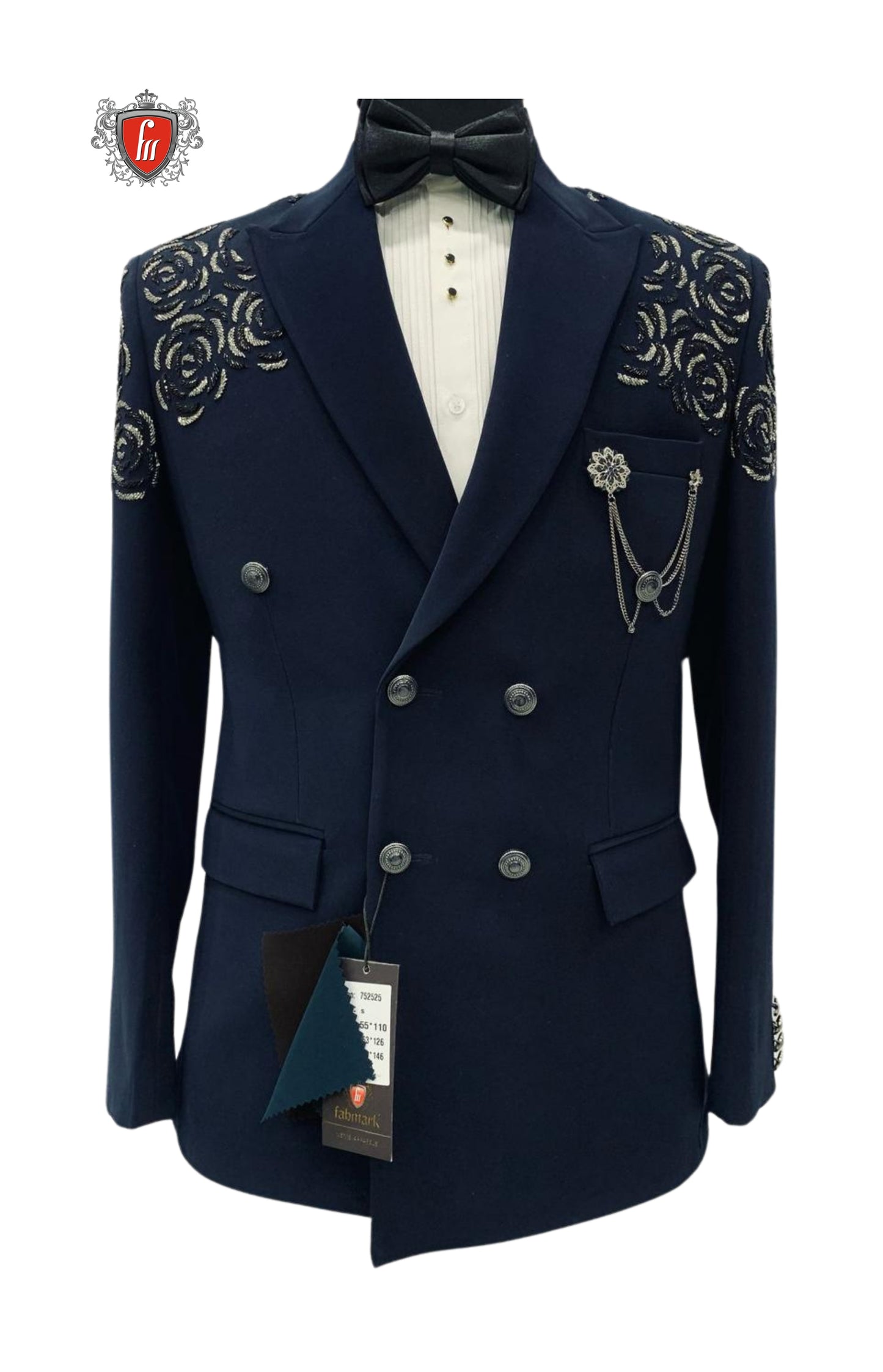 Men’s Black Embroidered Suit – Luxury Formal Wear for Weddings & Parties