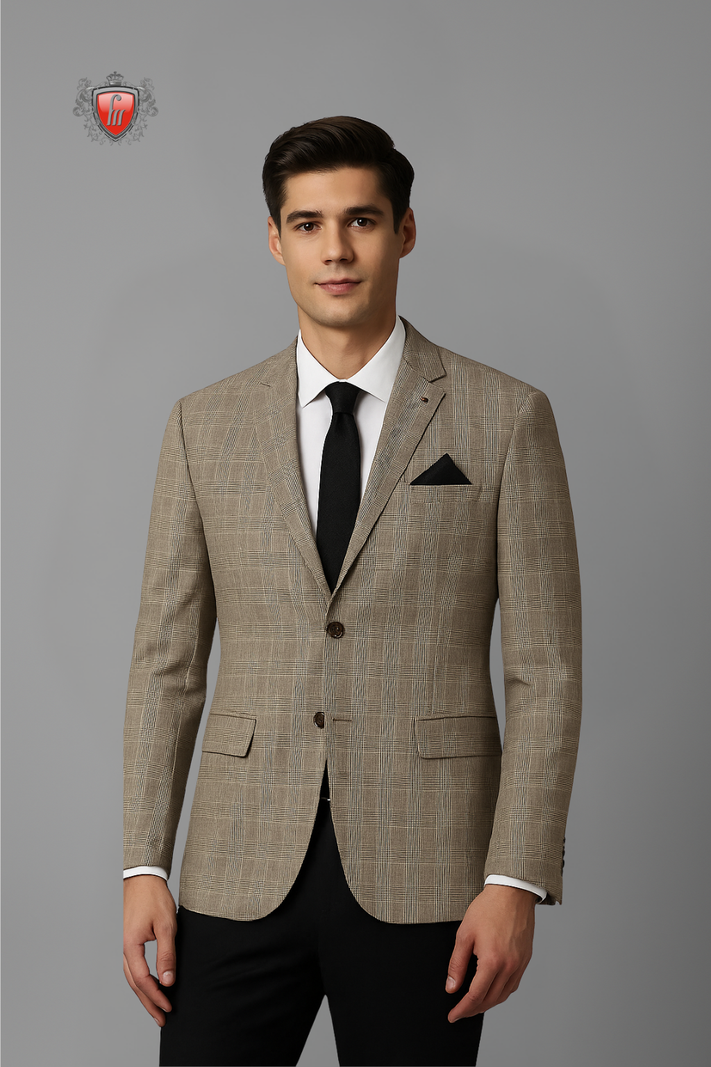 Men’s Textured Beige Blazer – Elegant Office & Semi-Formal Suit Jacket