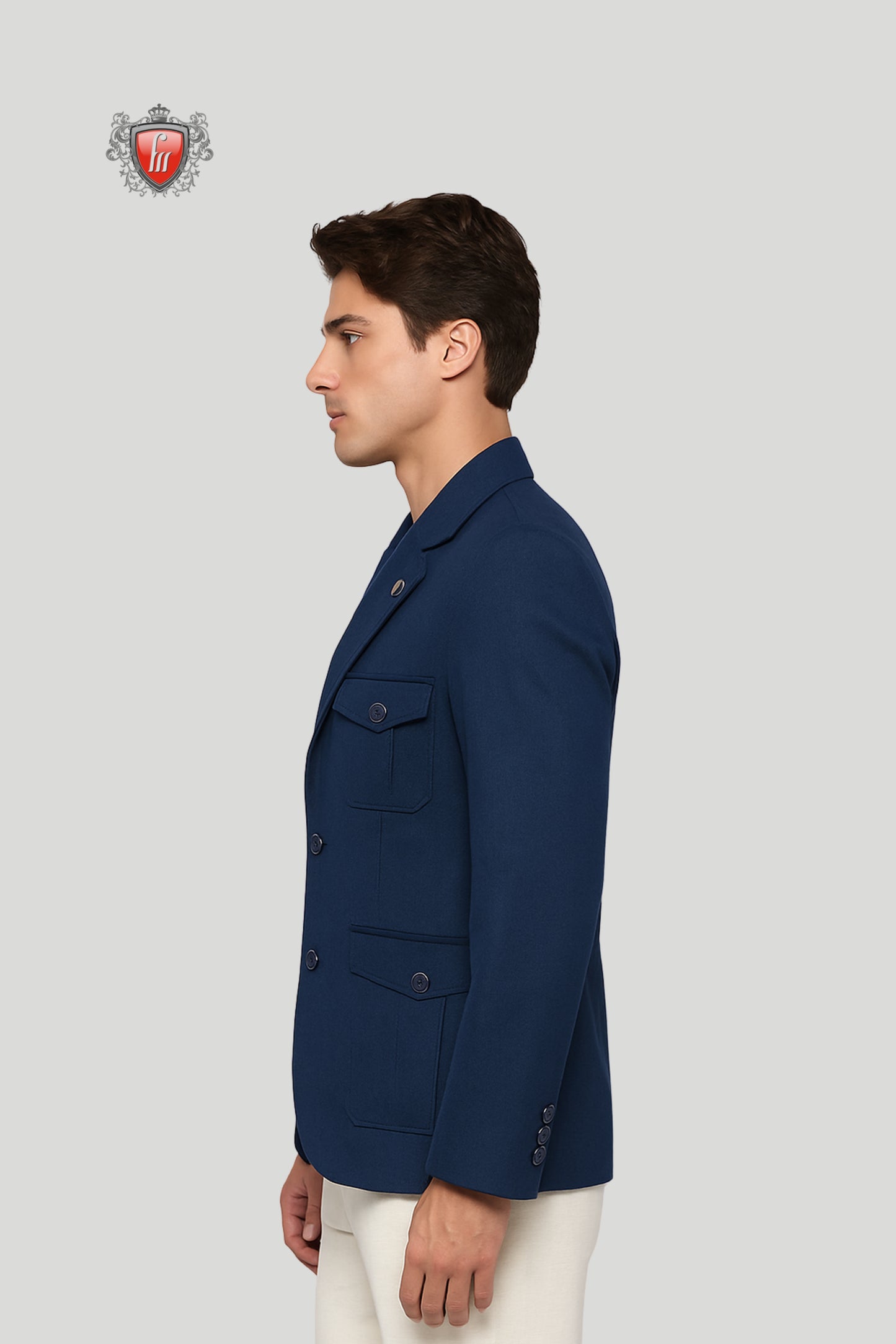 Men’s Navy Blue Utility Blazer – Modern Tailored Elegance