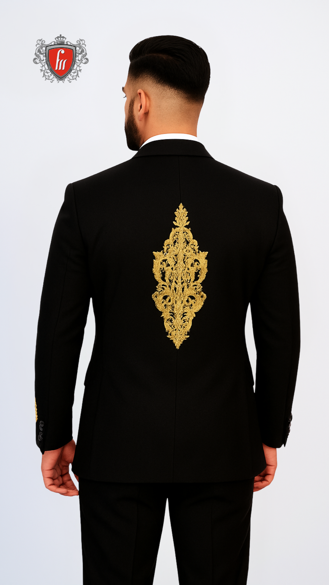 Men’s Black & Gold Statement Suit – Royal Look for Grand Occasions