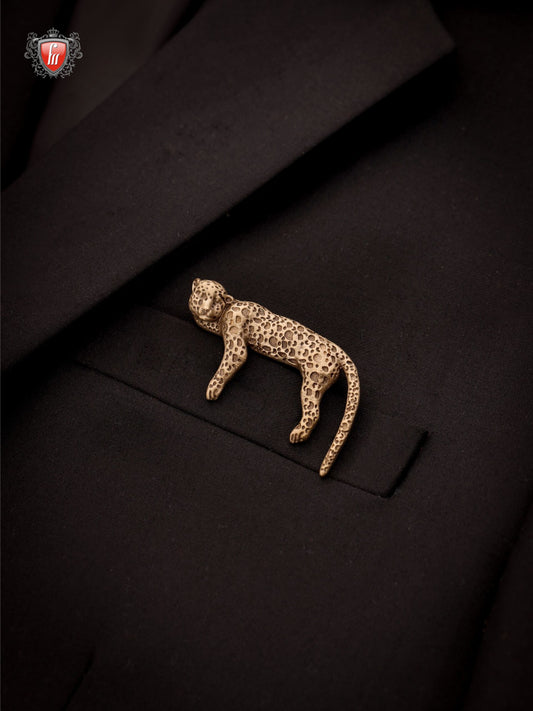 Antique Gold Leopard Brooch for Men