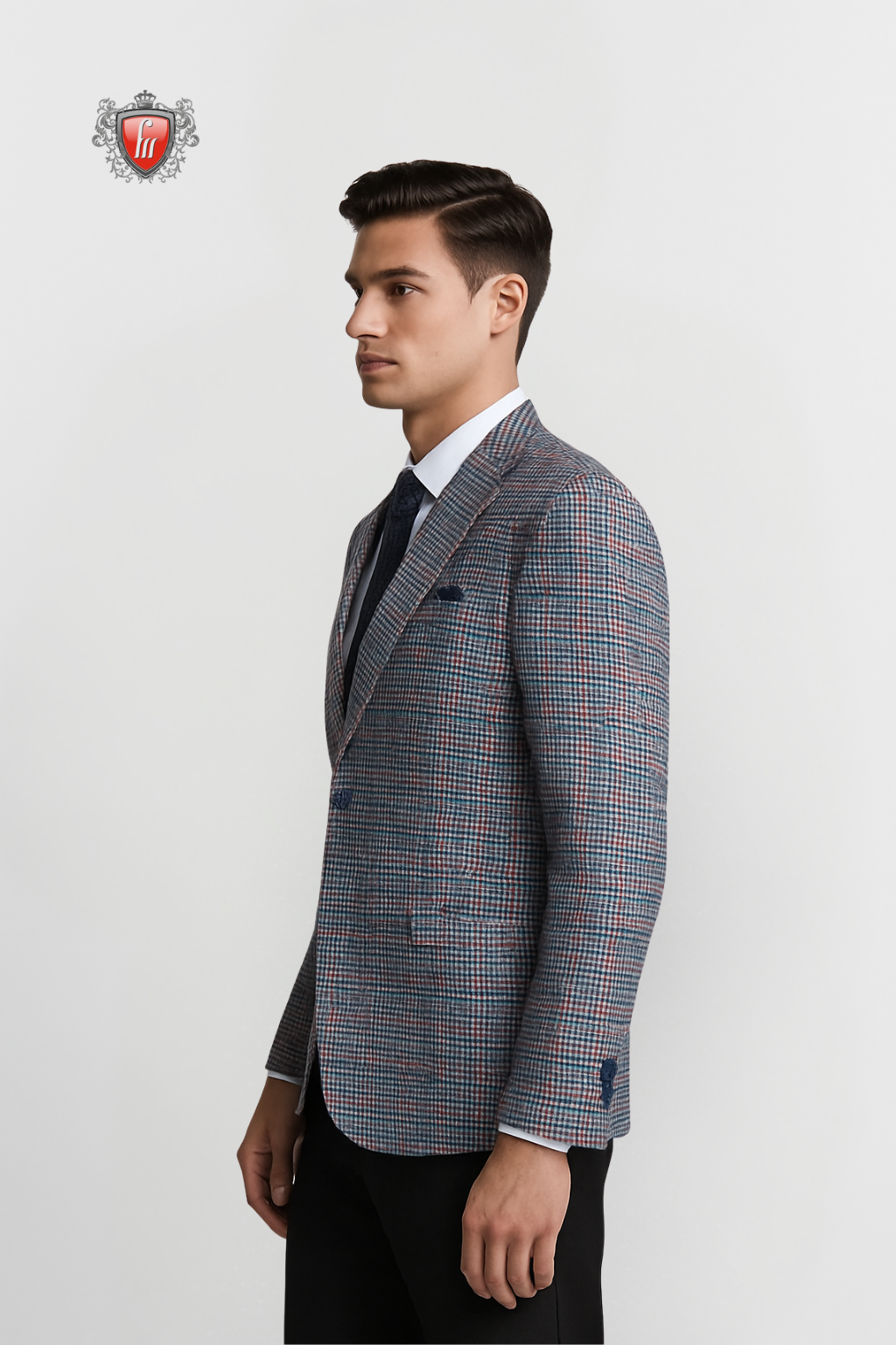 Men’s Sky Rust Slim Fit Check Blazer Contemporary Office & Event Style