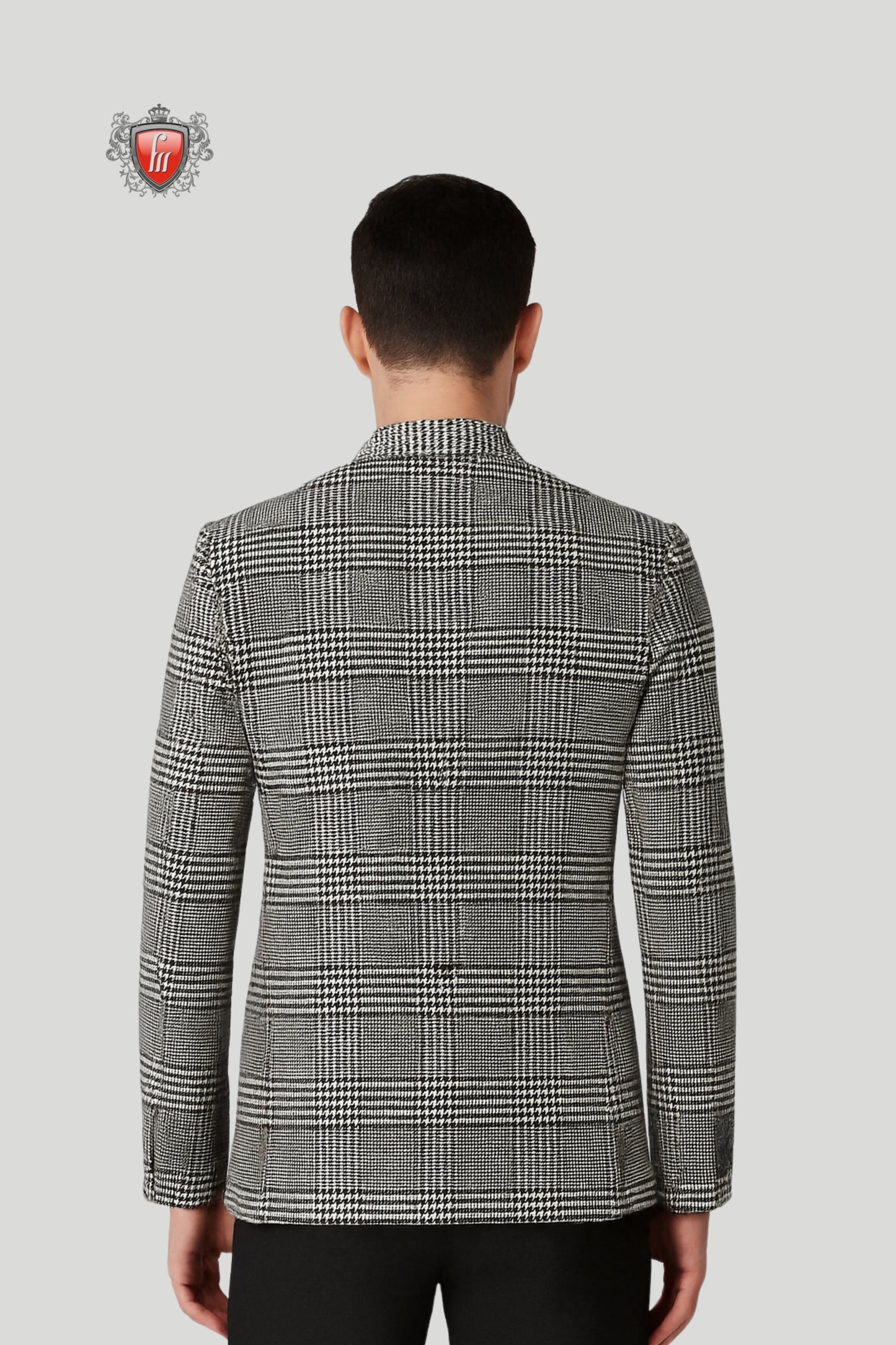 Men’s Black & White Checkered Blazer – Classic Checks with Modern Elegance