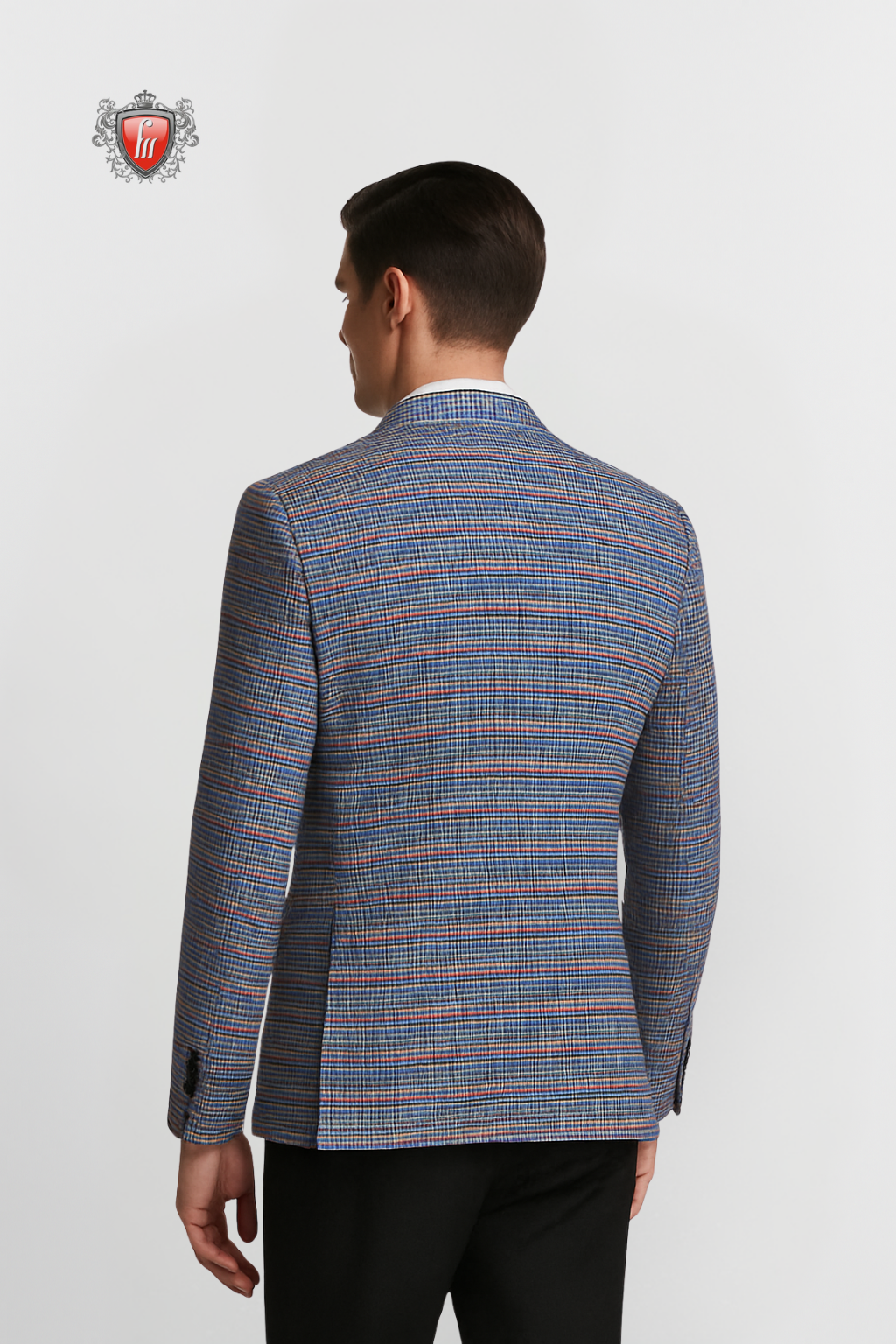 Men’s Sky Rust Slim Fit Check Blazer Contemporary Office & Event Style