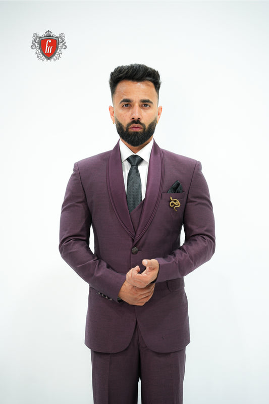 Men’s Wine Maroon Suit with Shawl Collar – Refined Style for Special Evenings