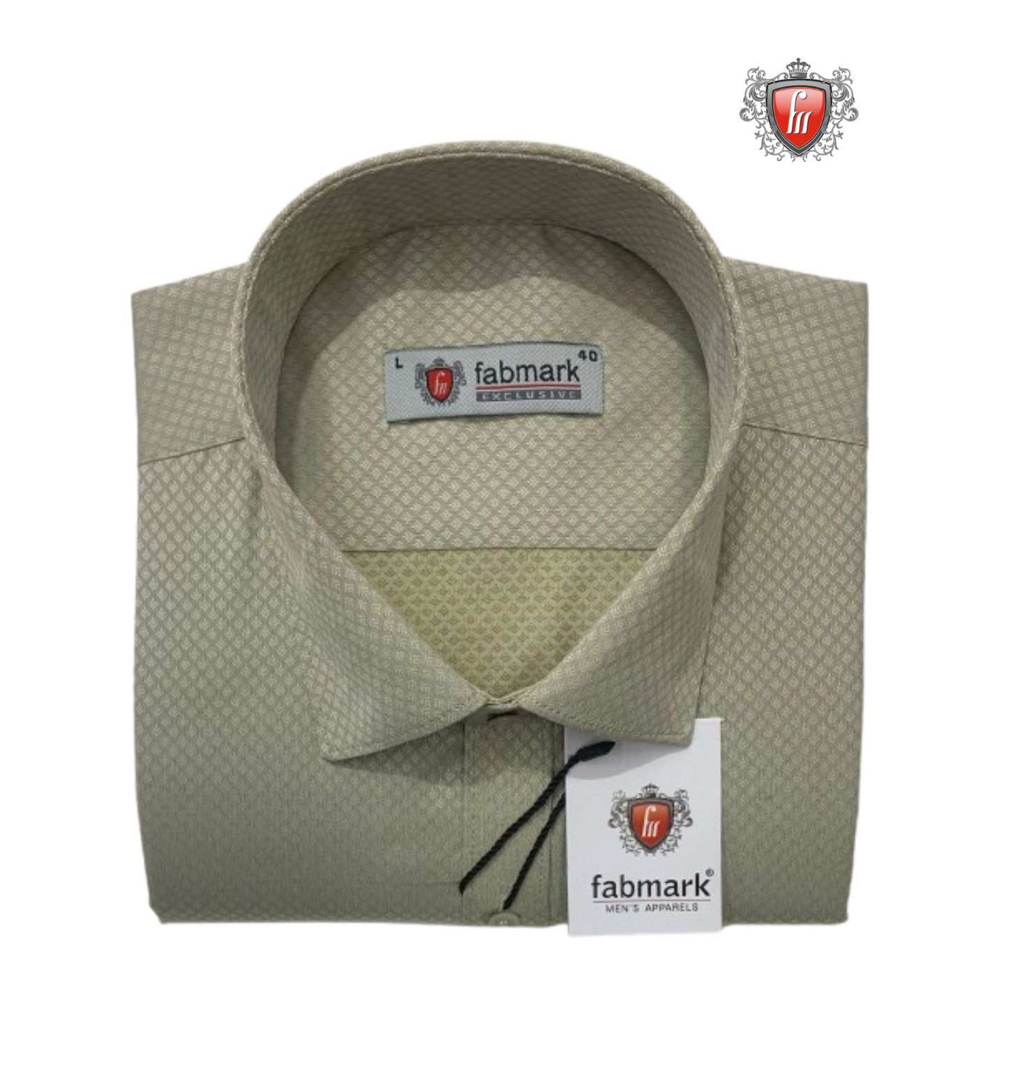Fabmark Beige Diamond Textured Cotton Dress Shirt<p style="color:red; "> Single Shirt Price $45 or Buy 3 for $99</p>
