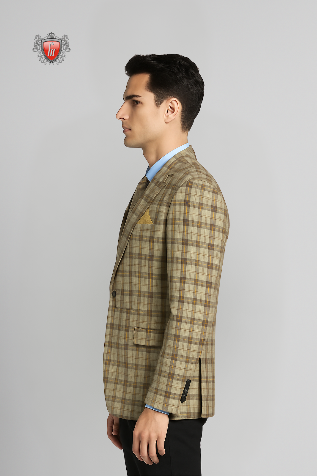Men’s Heritage Camel Check Suit Jacket – Elegant Day & Evening Wear