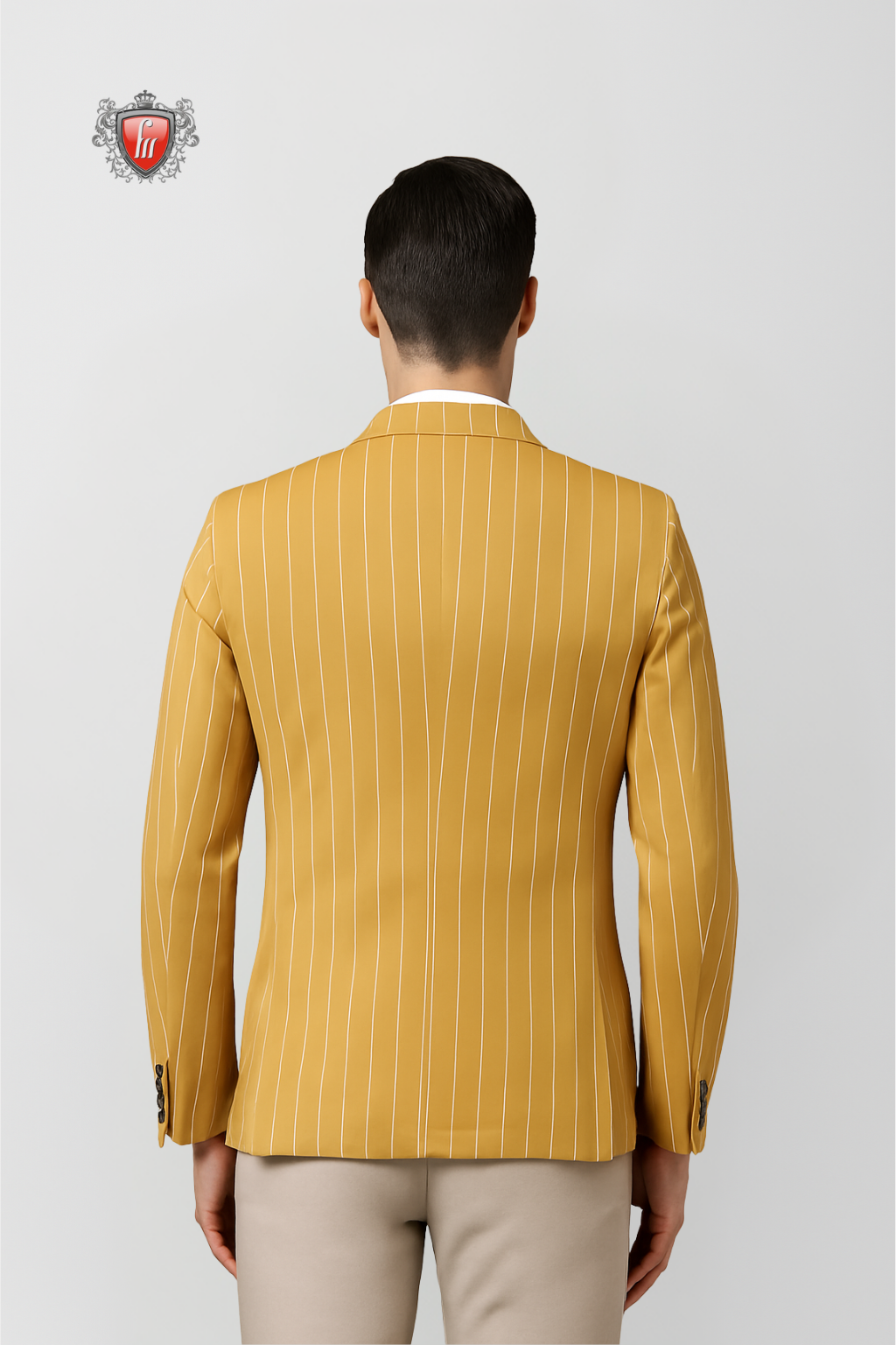 Men’s Yellow Pinstripe Blazer – Premium Double-Breasted Formal Wear