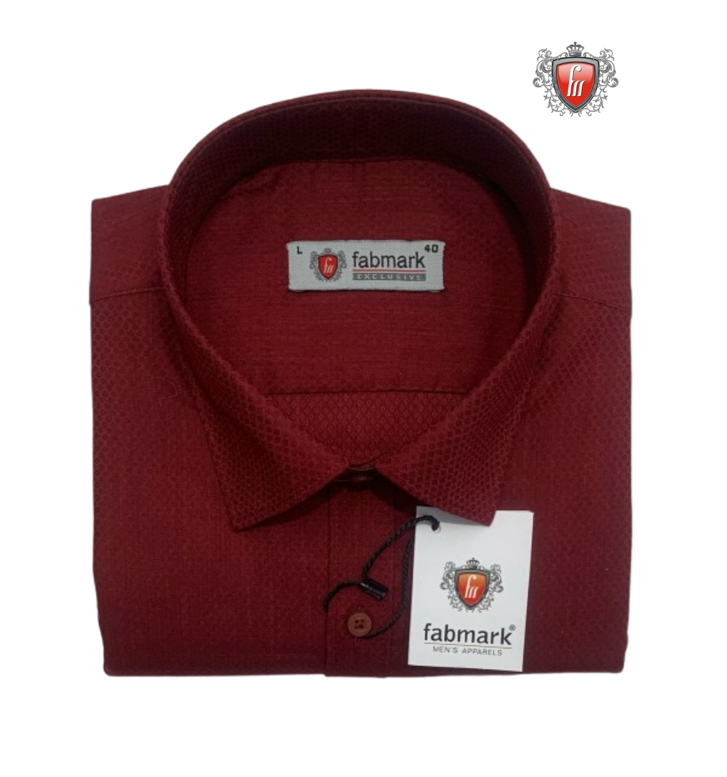Fabmark Maroon Textured Cotton Shirt<p style="color:red; "> Single Shirt Price $45 or Buy 3 for $99</p>