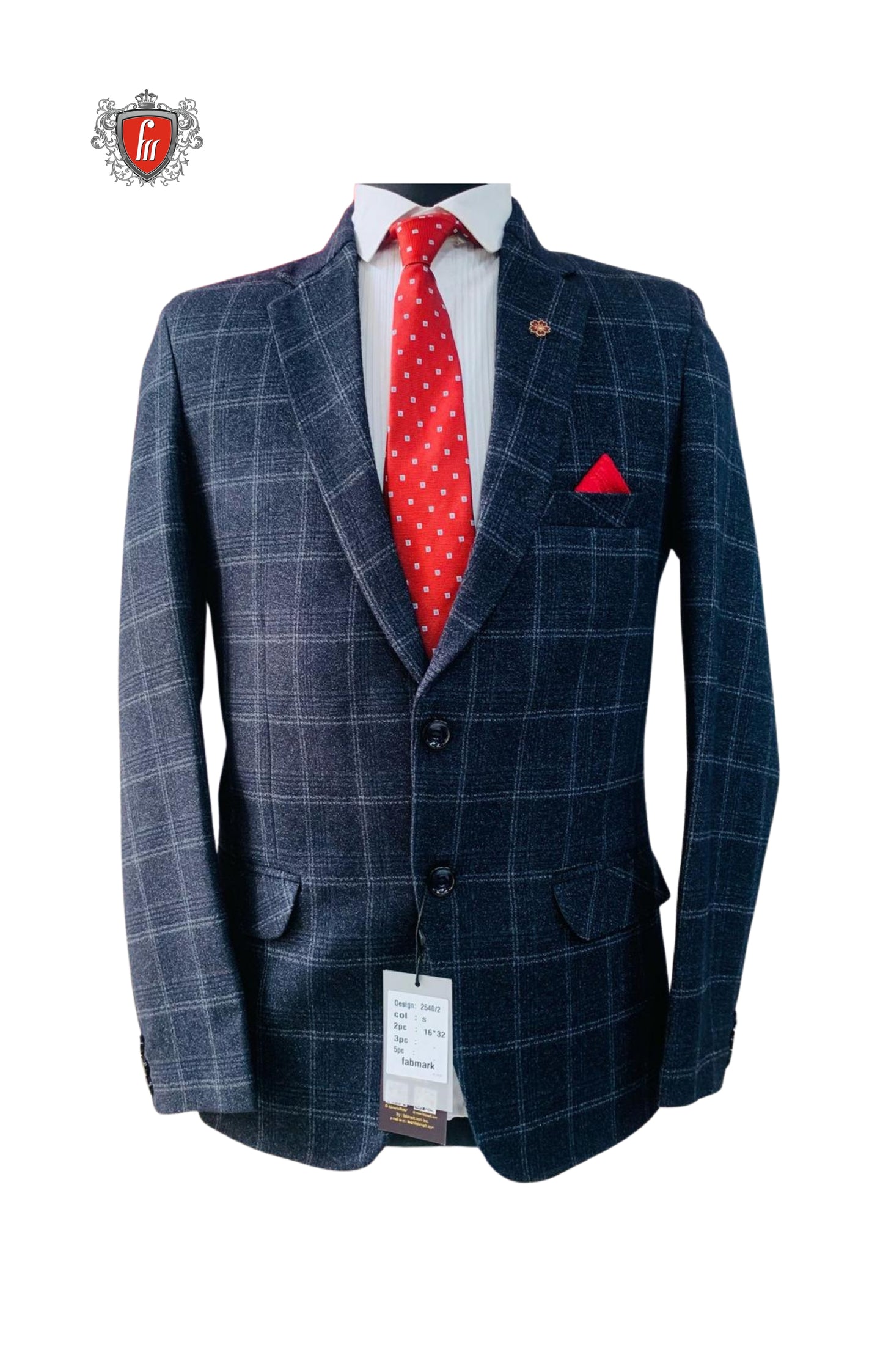 Men’s Modern Slate Check Blazer – Tailored Fit Wedding & Office Wear